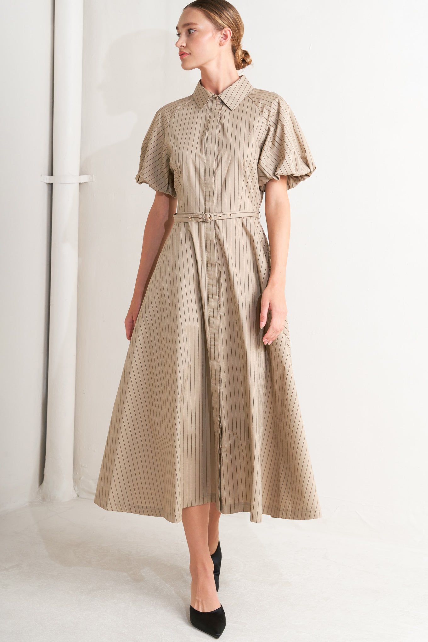 CLASSIC NEUTRAL WOVEN MIDI DRESS - MaraFormigone
