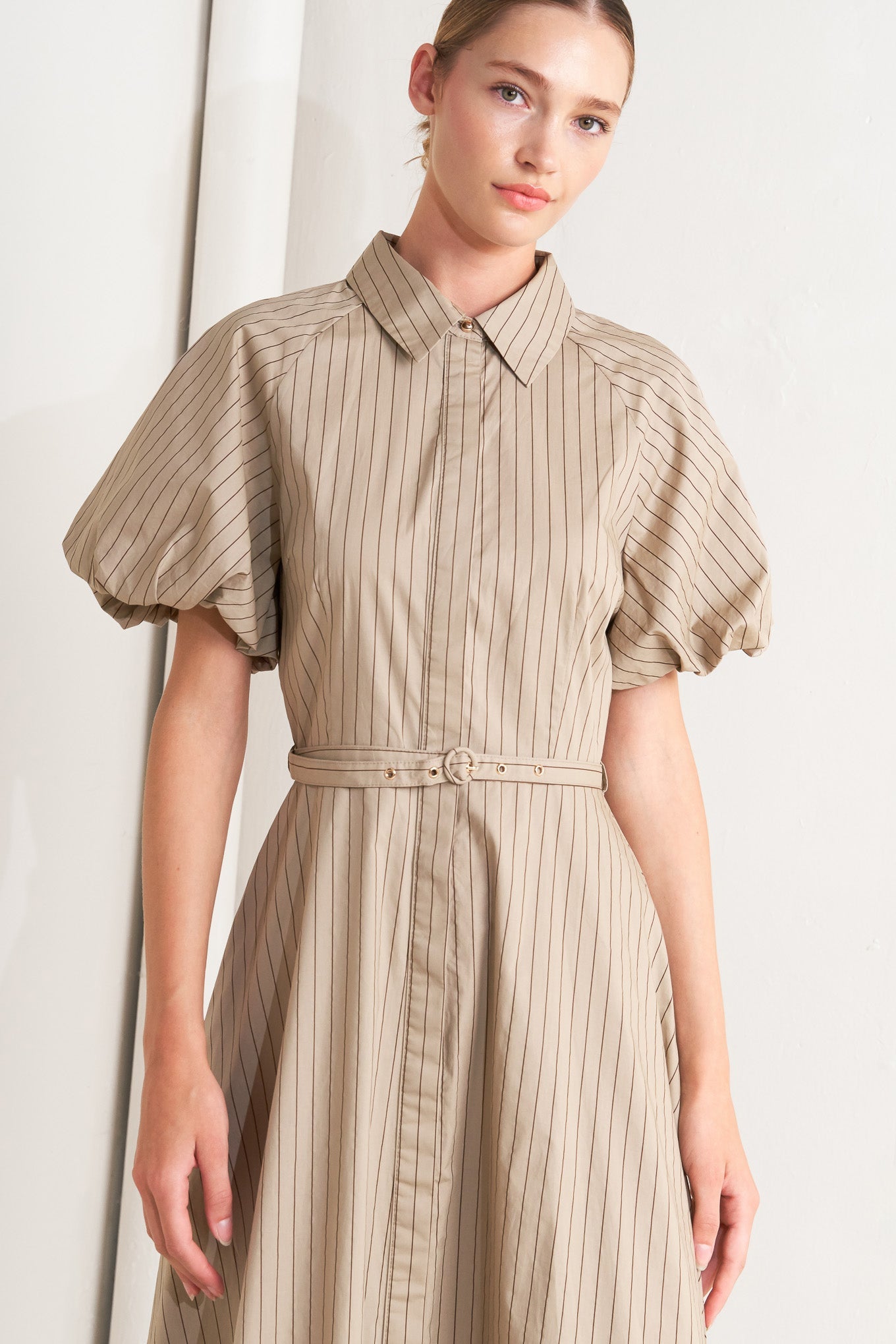 CLASSIC NEUTRAL WOVEN MIDI DRESS - MaraFormigone