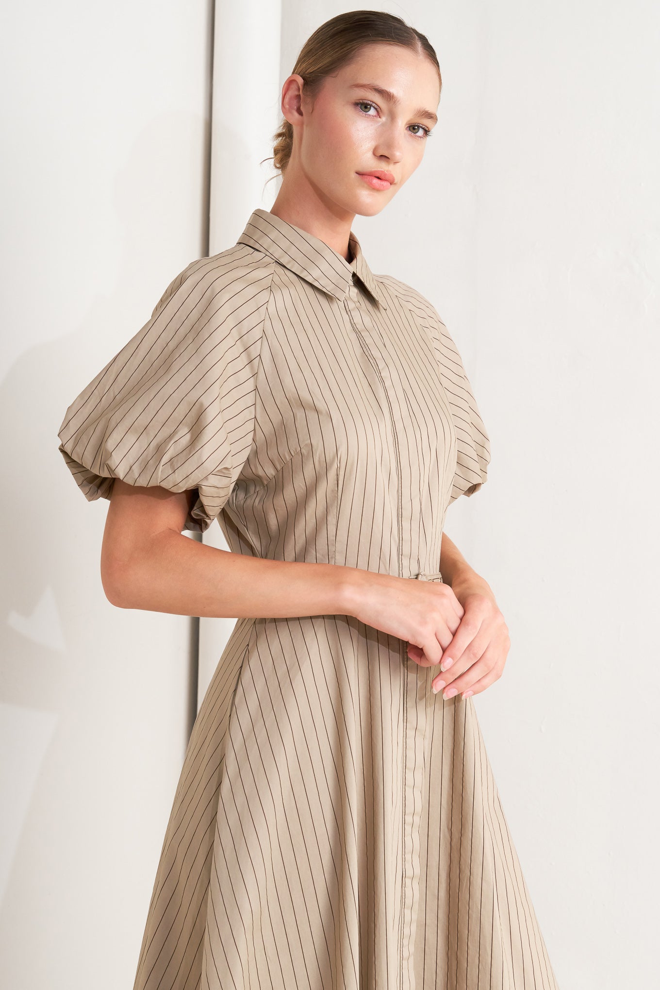 CLASSIC NEUTRAL WOVEN MIDI DRESS - MaraFormigone