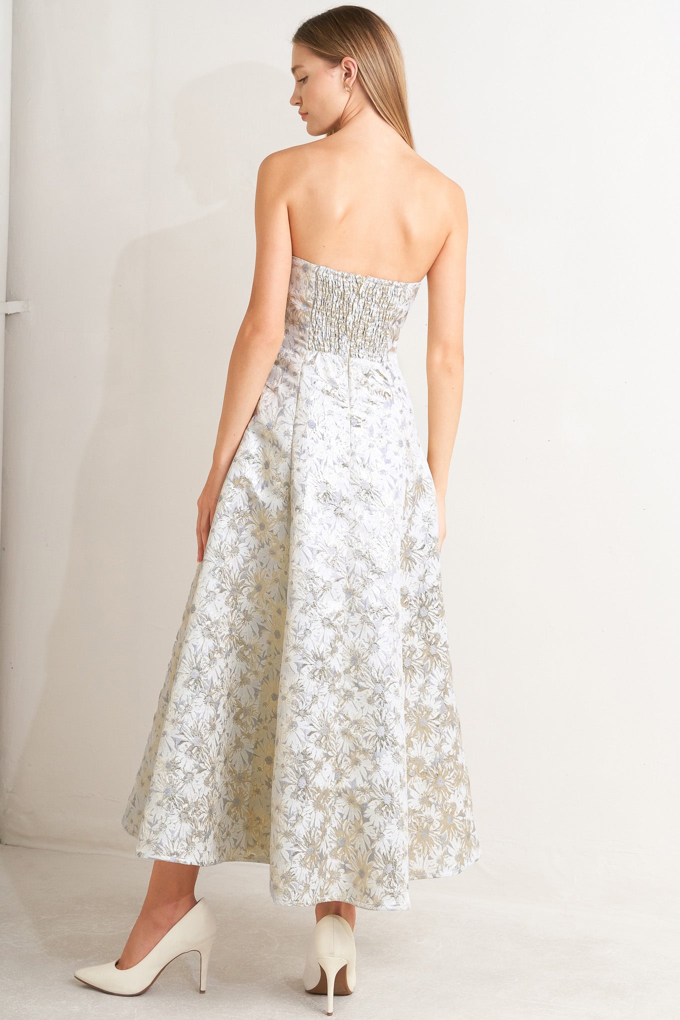 VESTIDO MIDI DE JACQUARD TEJIDO PASTEL BLOOM