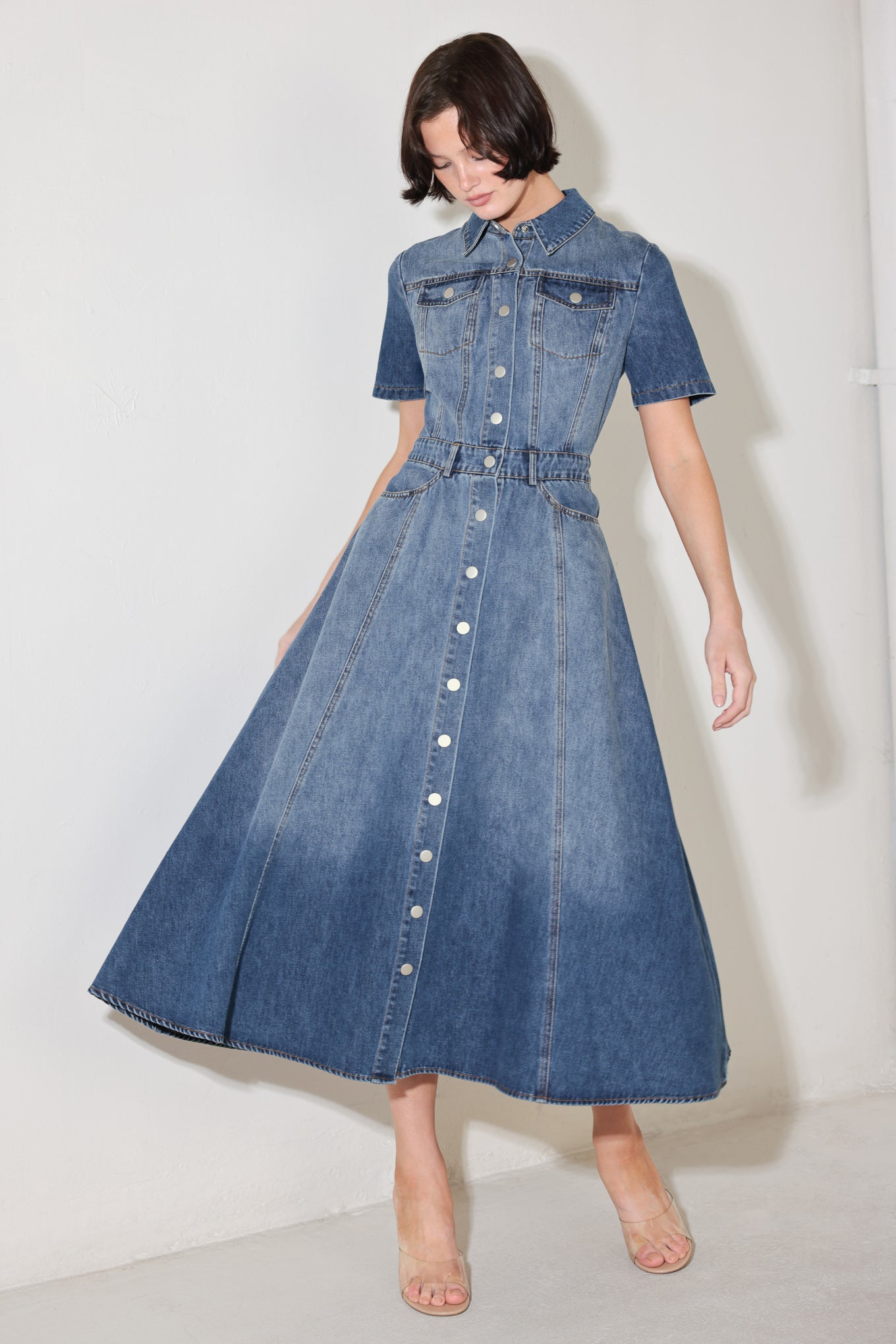 BLUEBIRD PROMENADE DENIM MIDI DRESS