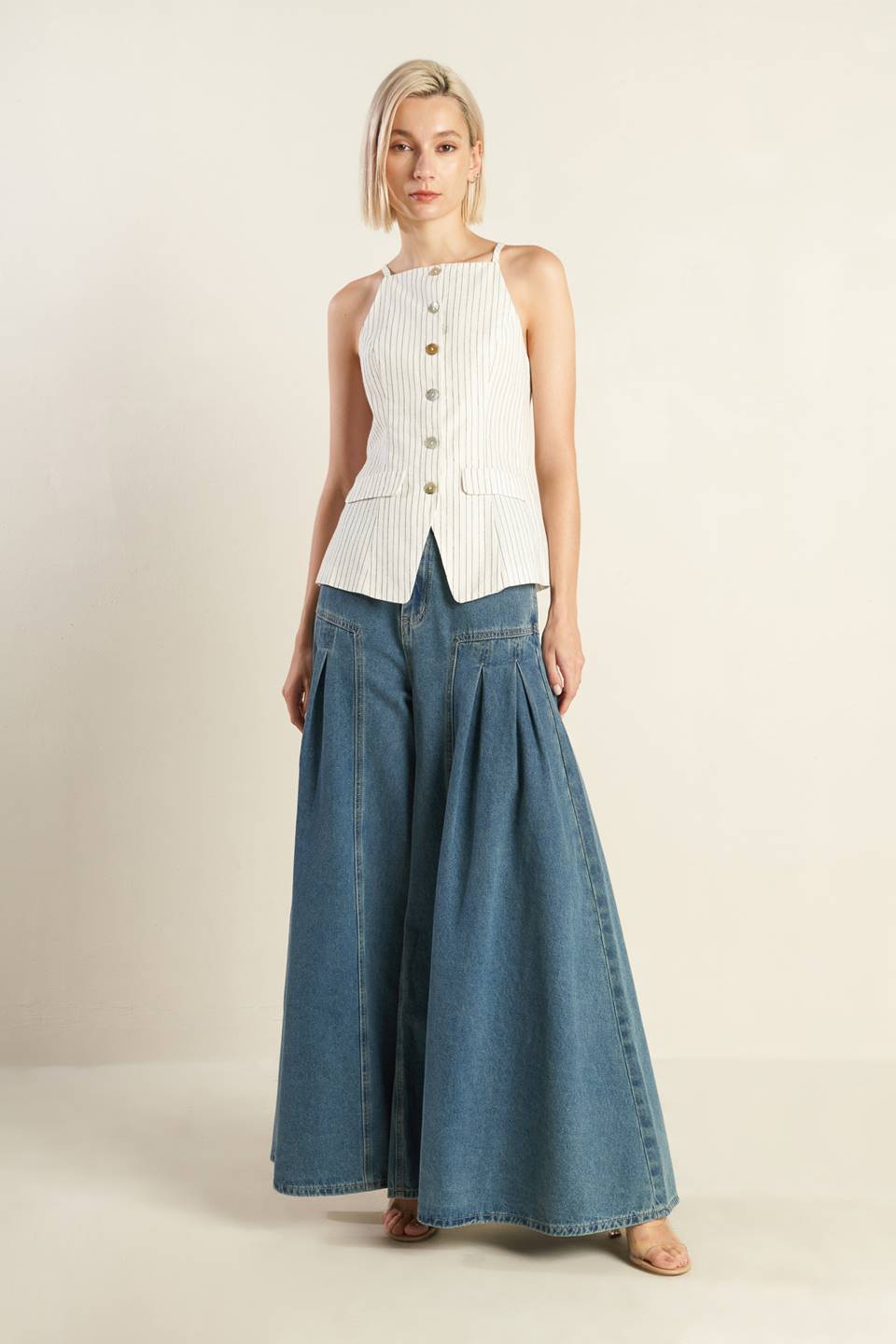 BLUSA DE SEERSUCKER TECIDA "LIDERANDO O CAMINHO"