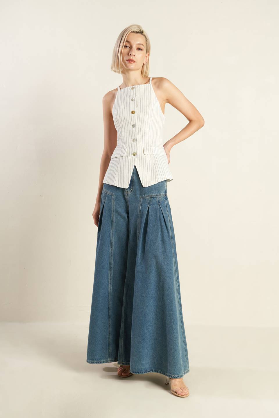 BLUSA DE SEERSUCKER TECIDA "LIDERANDO O CAMINHO"