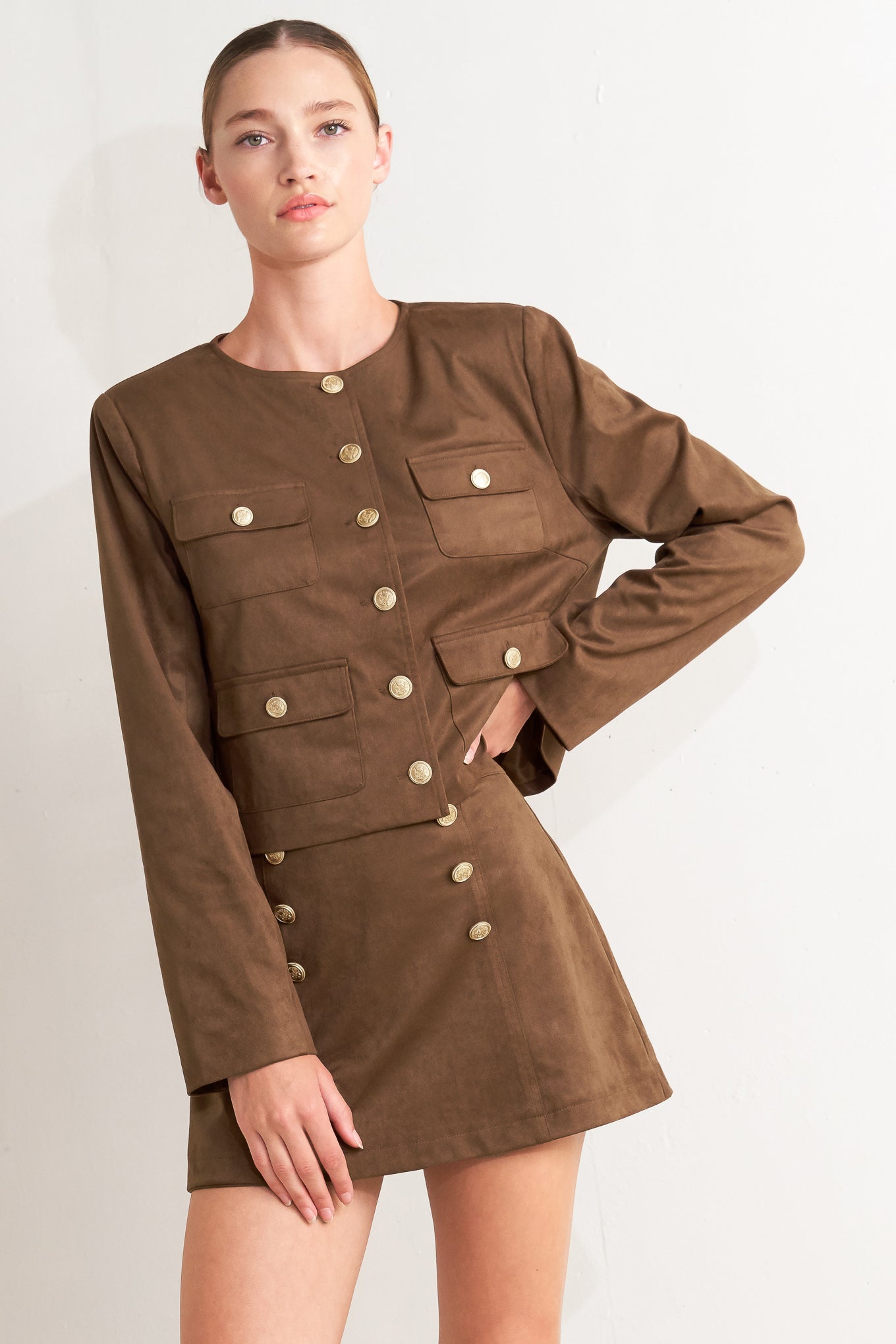 HERITAGE UTILITY FAUX SUEDE JACKET - MaraFormigone