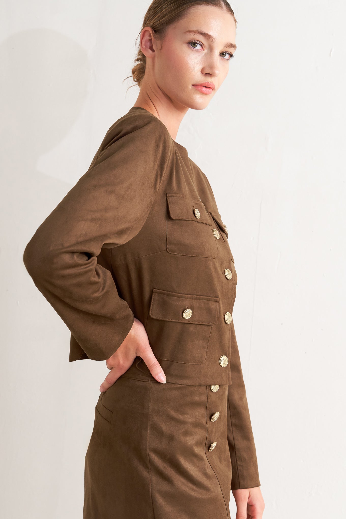 HERITAGE UTILITY FAUX SUEDE JACKET - MaraFormigone