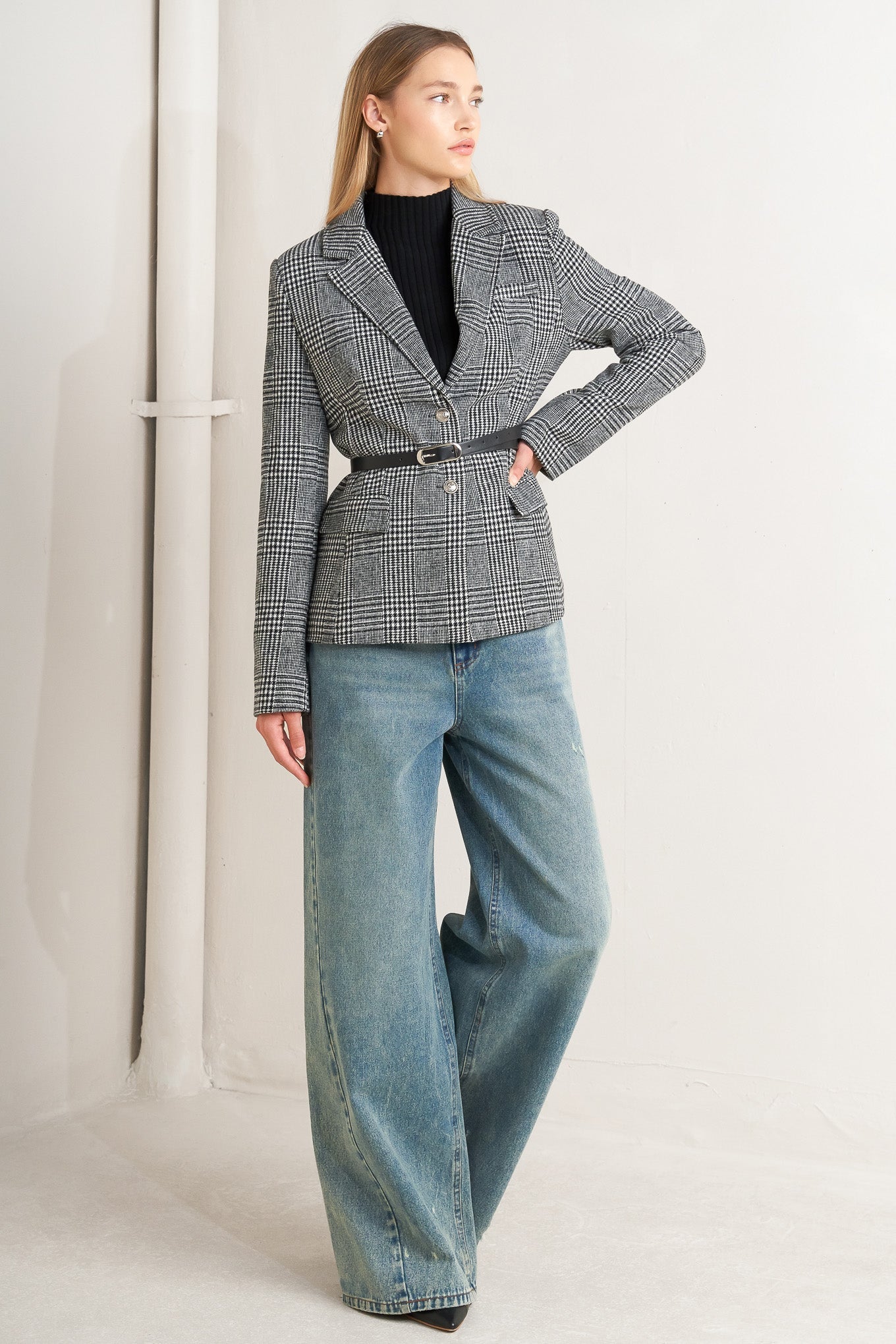 Jaqueta de lã tecido City Checkline