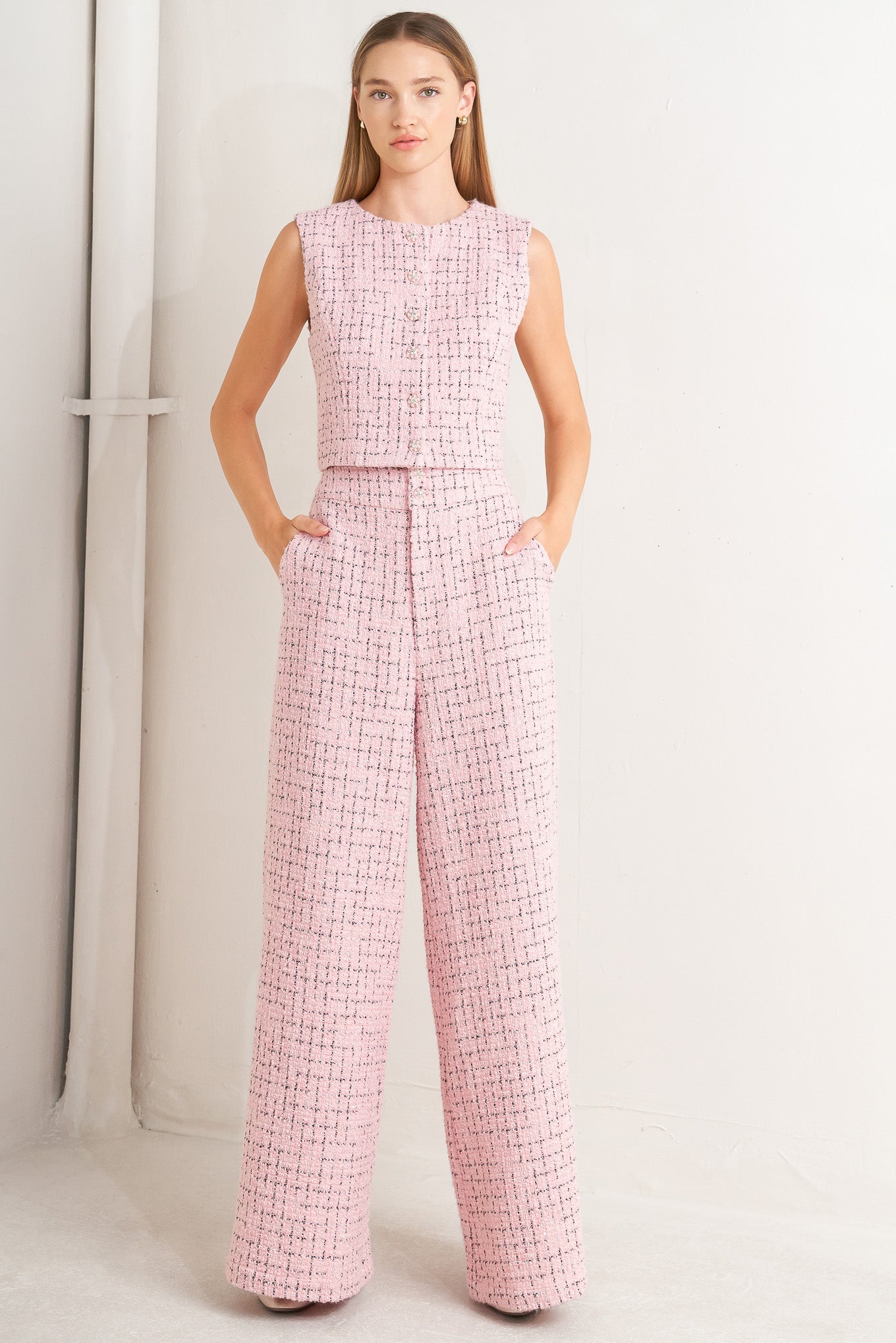 Chaleco de tweed ROSÉ EDGE ENSEMBLE