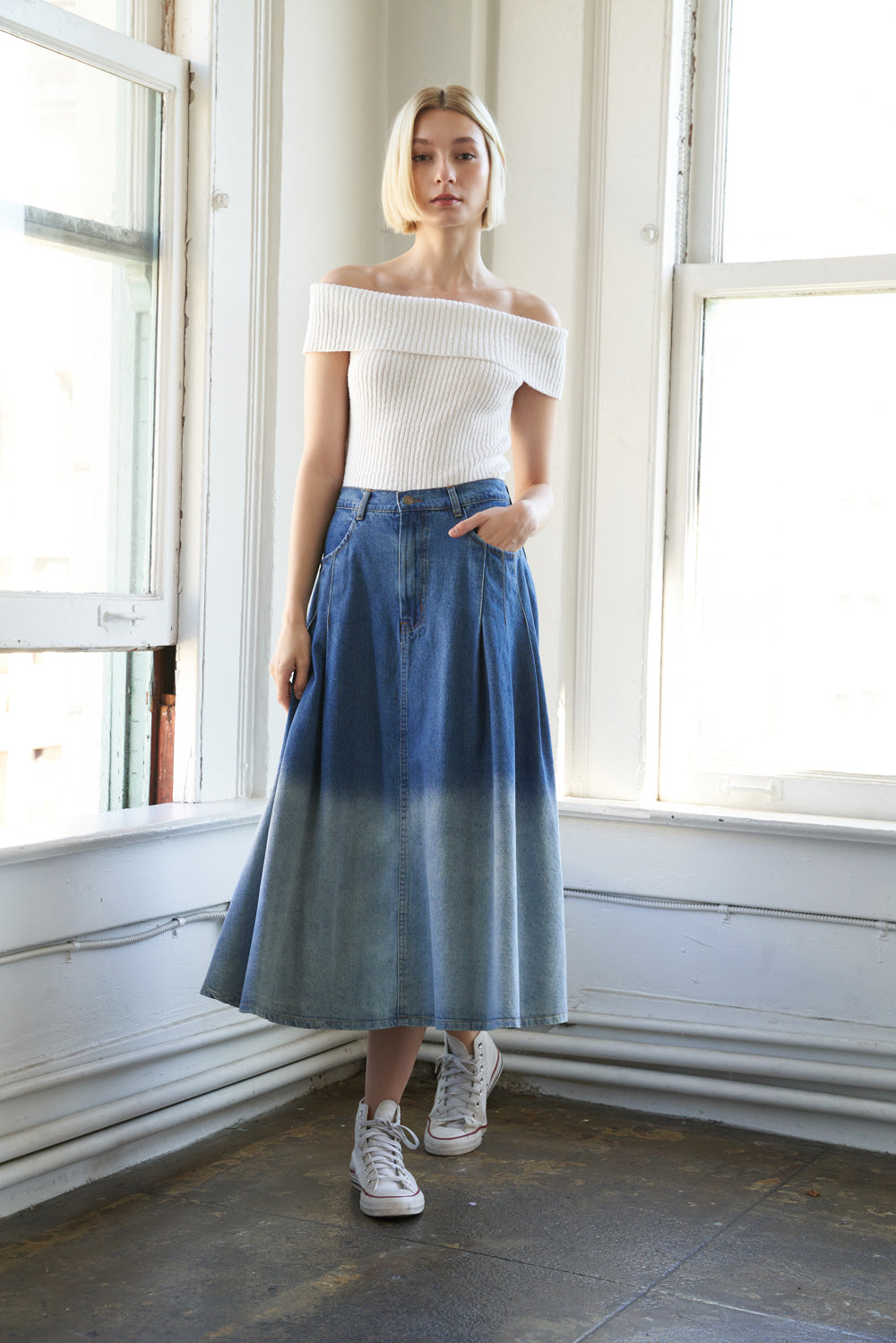 STATE OF MIND DENIM MIDI SKIRT - MaraFormigone