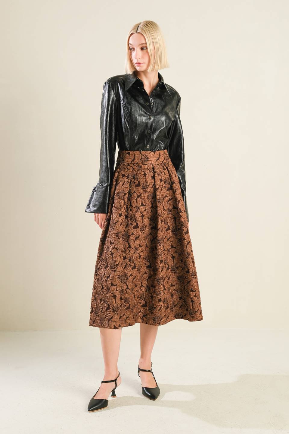 ETERNAL DEVOTION WOVEN FULL MIDI SKIRT - MaraFormigone