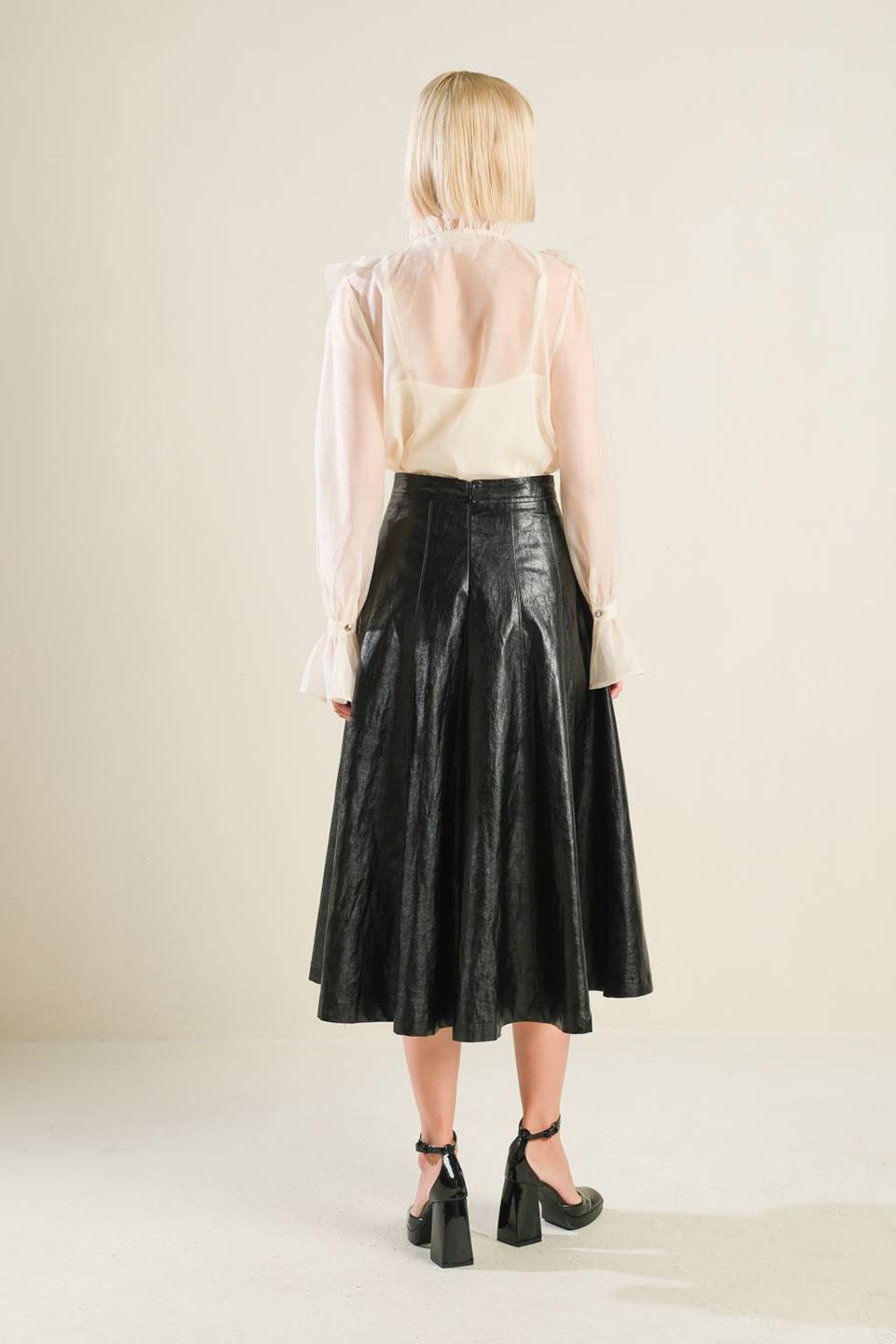 MY HEART TO YOU LEATHER MIDI SKIRT - MaraFormigone