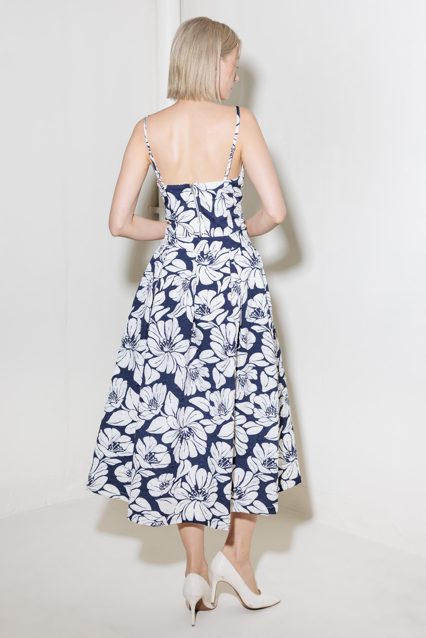 FALDA MIDI TEJIDA AZUL MARINO DE OPTIMISMO LISO