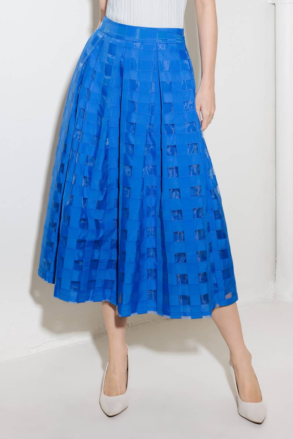 LIVE FOR US BLUE ORGANZA MIDI SKIRT - MaraFormigone