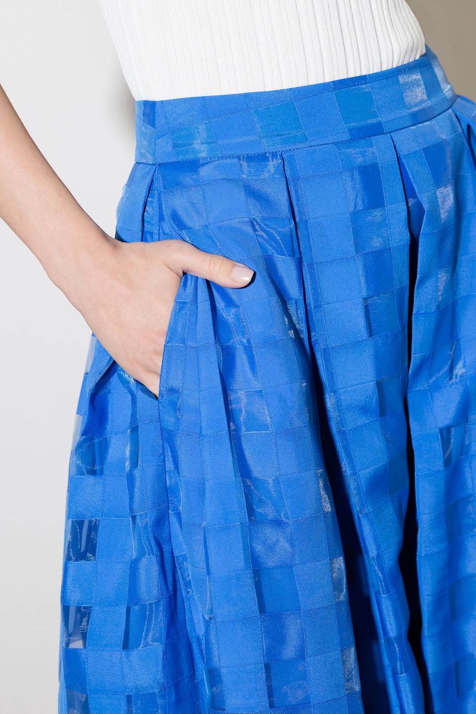 LIVE FOR US BLUE ORGANZA MIDI SKIRT - MaraFormigone