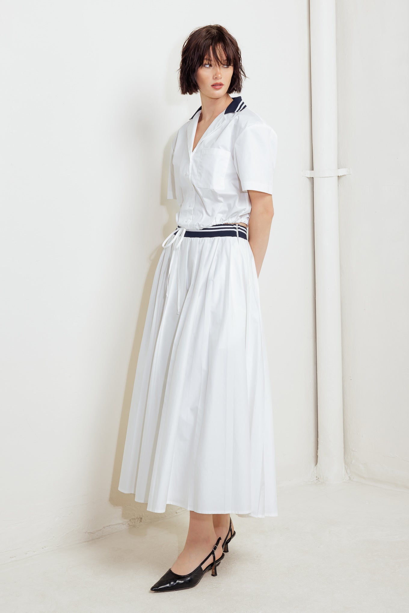 COASTAL COLLAR WOVEN MIDI SKIRT - MaraFormigone