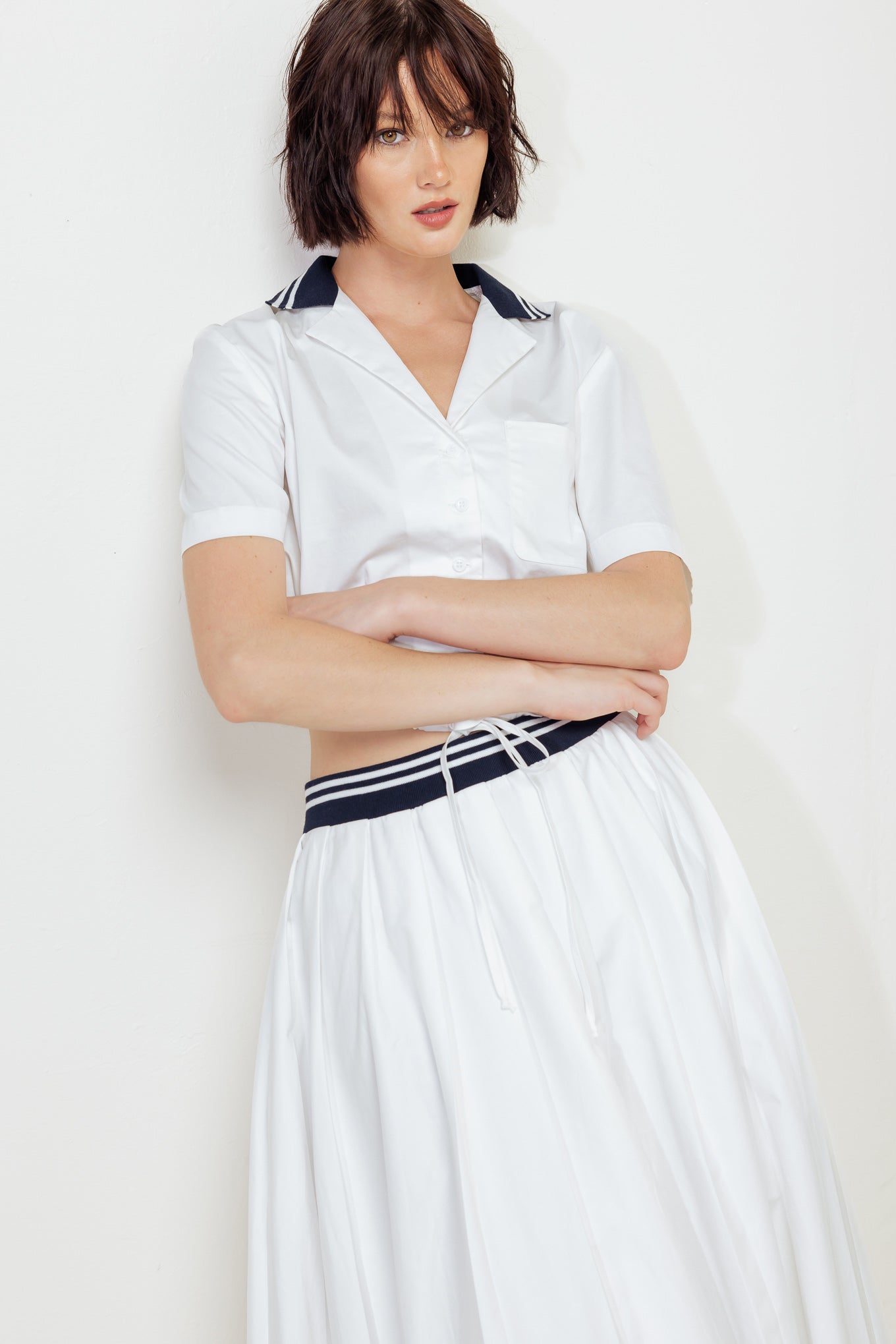 COASTAL COLLAR WOVEN MIDI SKIRT - MaraFormigone