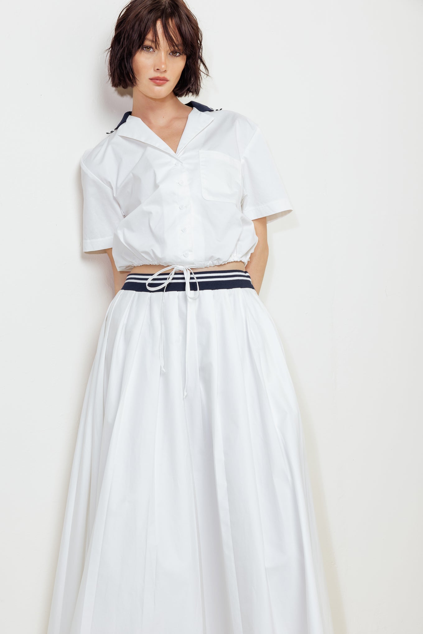 COASTAL COLLAR WOVEN MIDI SKIRT - MaraFormigone