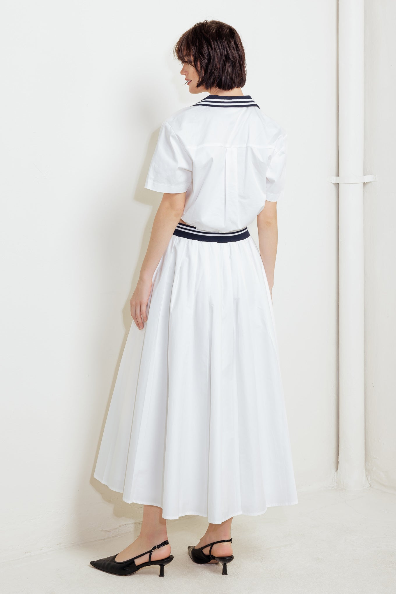 COASTAL COLLAR WOVEN MIDI SKIRT - MaraFormigone