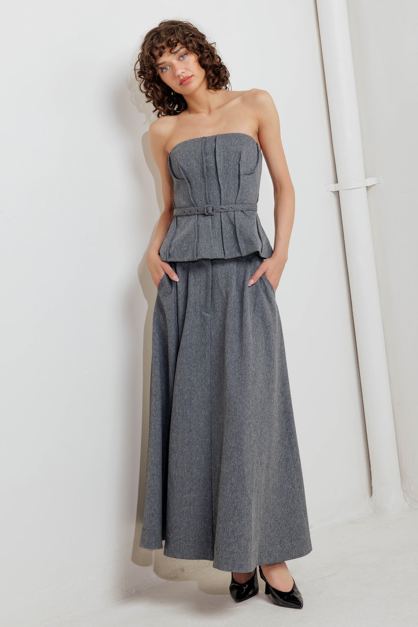 TIMELESS LOOK WOVEN MIDI CIRCLE SKIRT - MaraFormigone