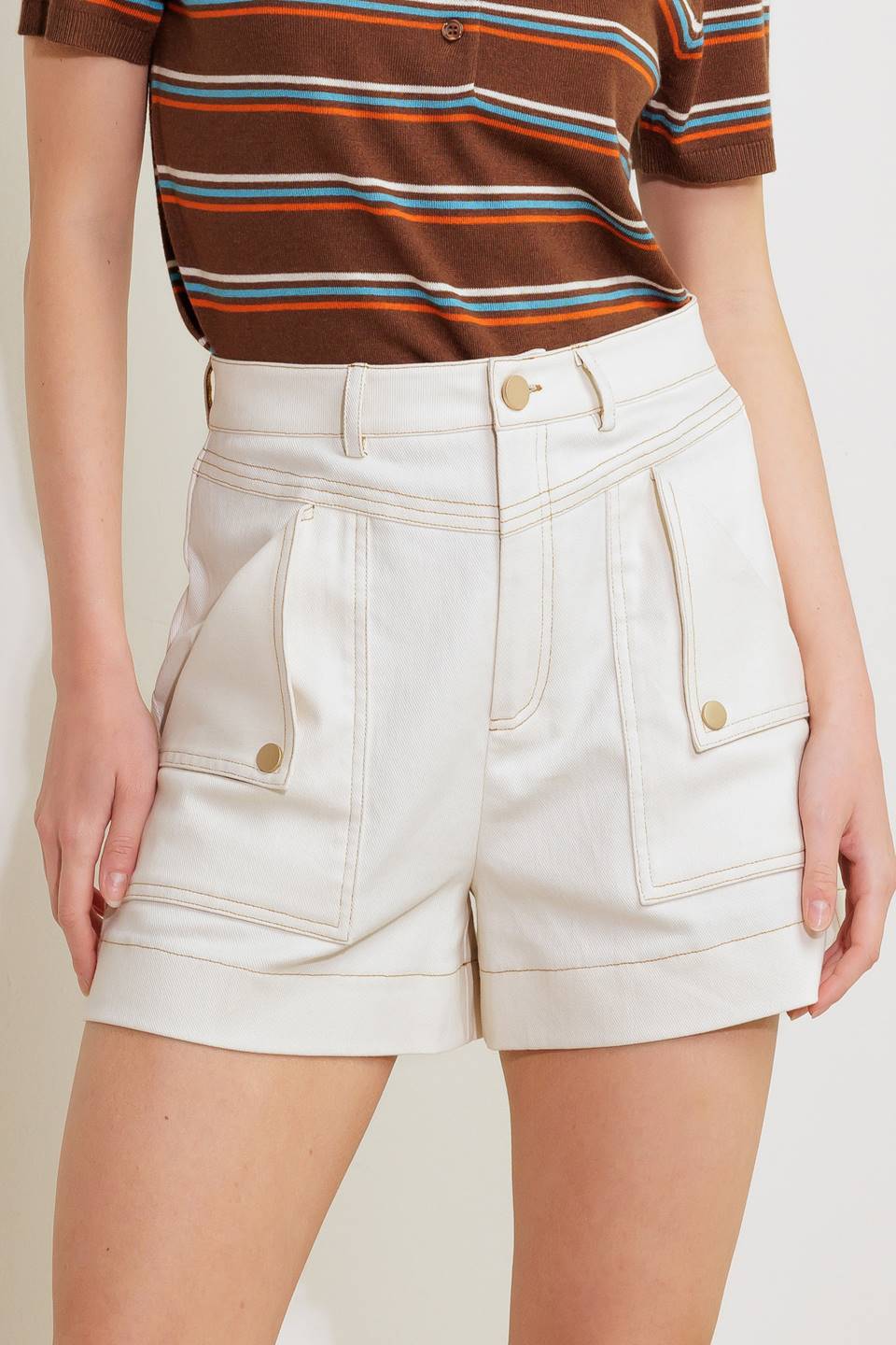 SIMPLY MINE CREAM WOVEN SHORT - MaraFormigone