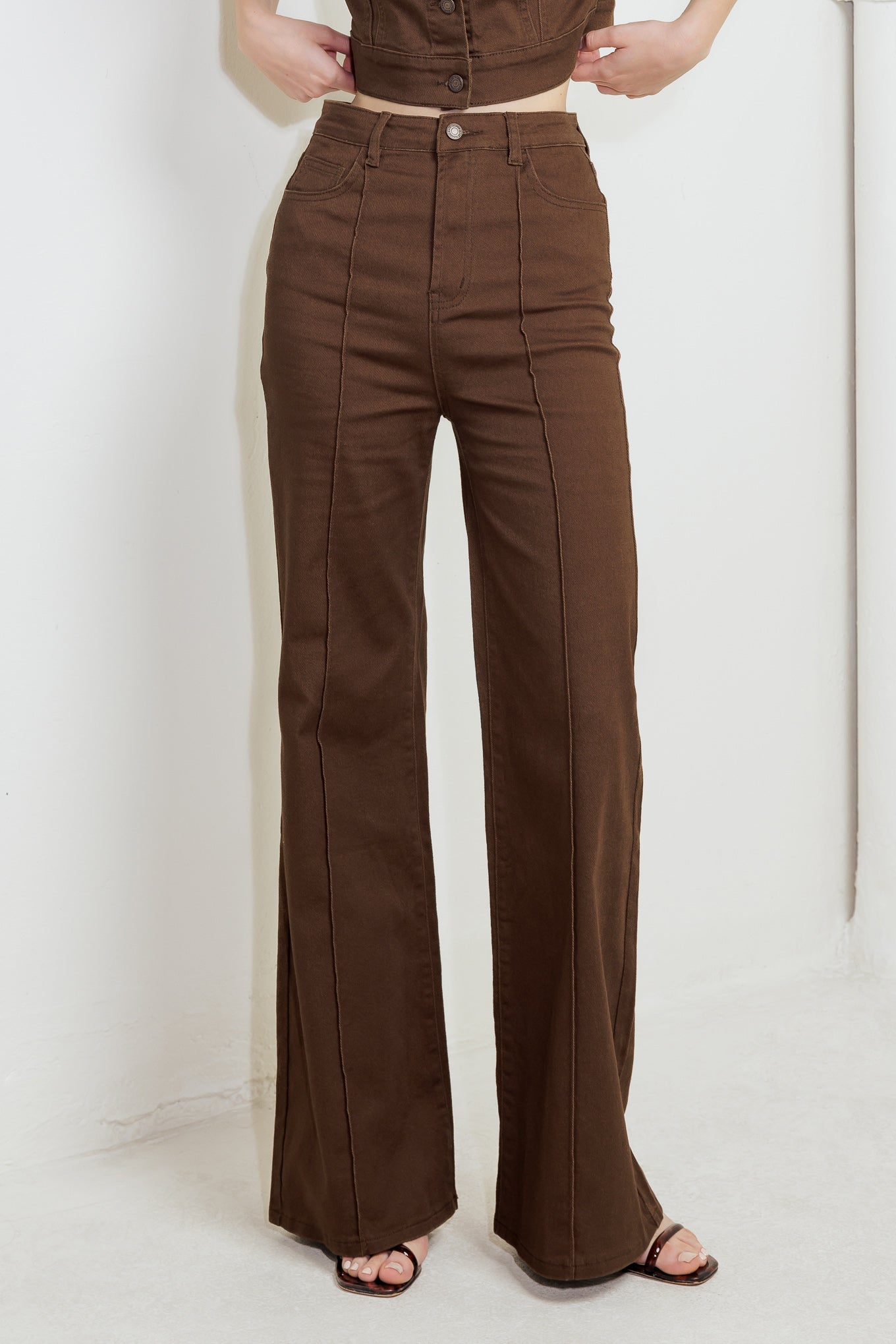 EFFORTLESS EDGE BROWN TWILL PANTS - MaraFormigone
