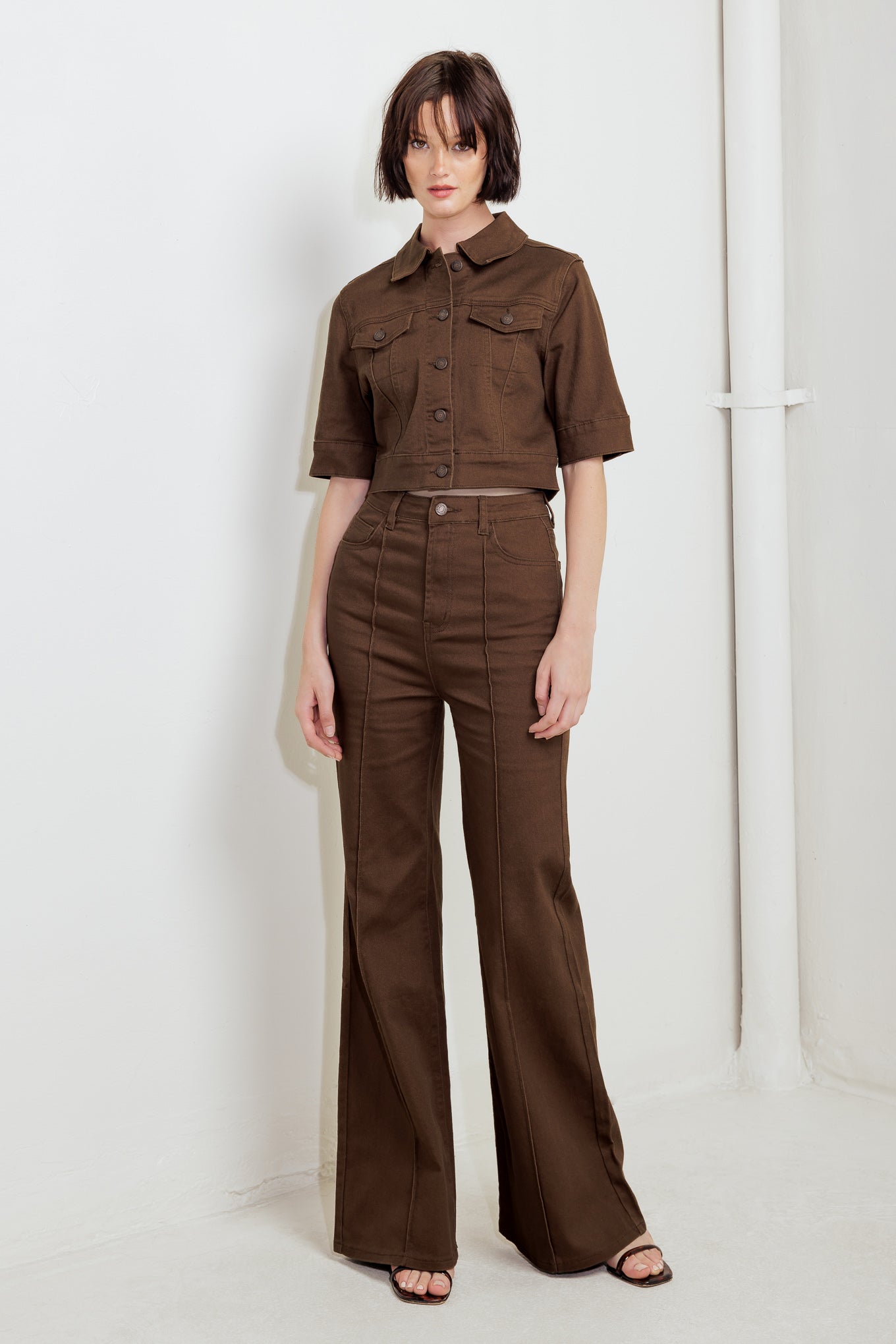 EFFORTLESS EDGE BROWN TWILL PANTS - MaraFormigone