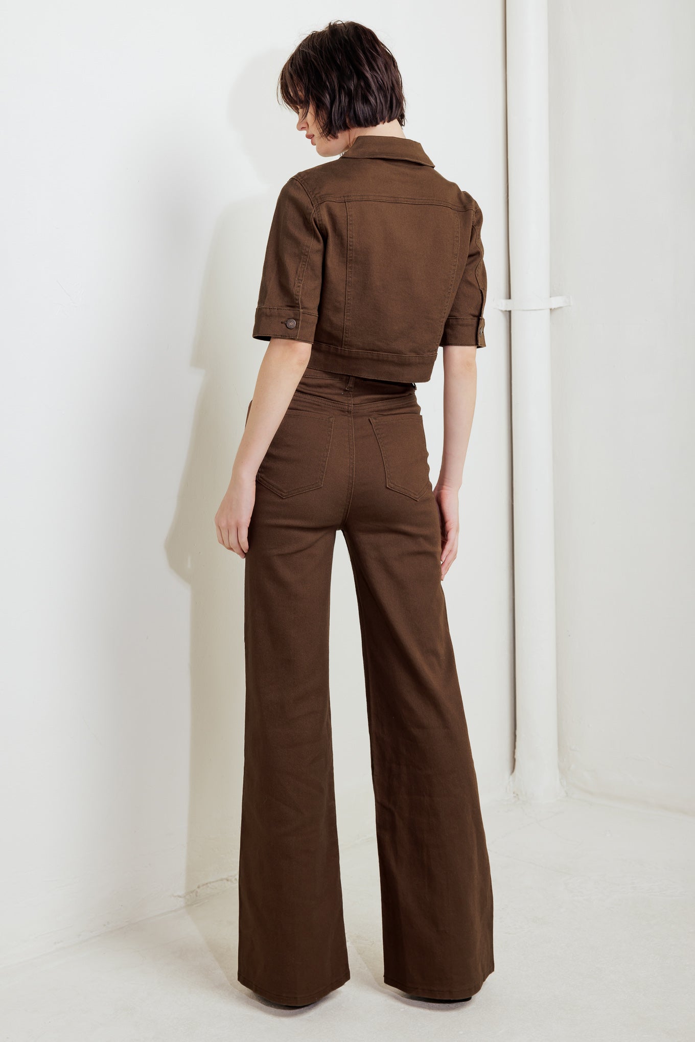 EFFORTLESS EDGE BROWN TWILL PANTS - MaraFormigone