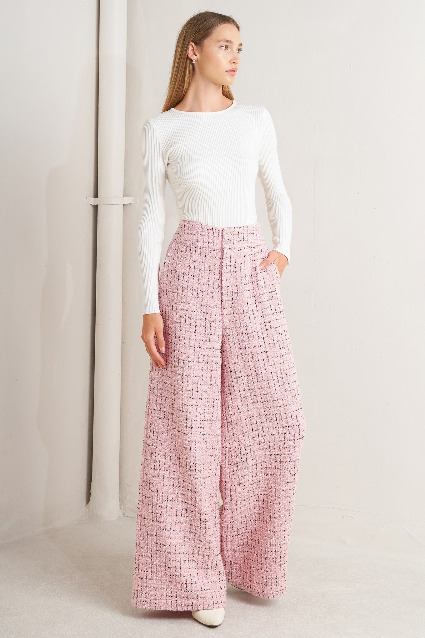 PANTALONES DE TWEED ROSÉ EDGE