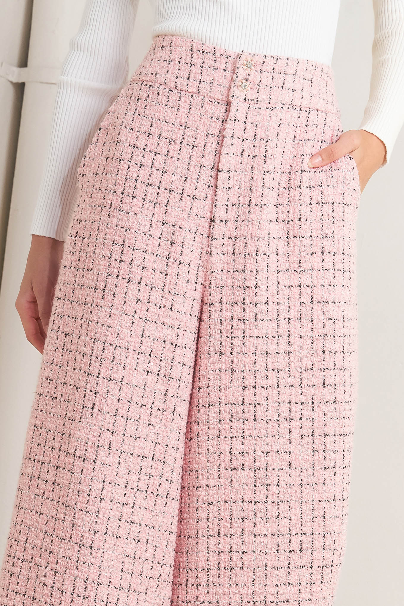 PANTALONES DE TWEED ROSÉ EDGE