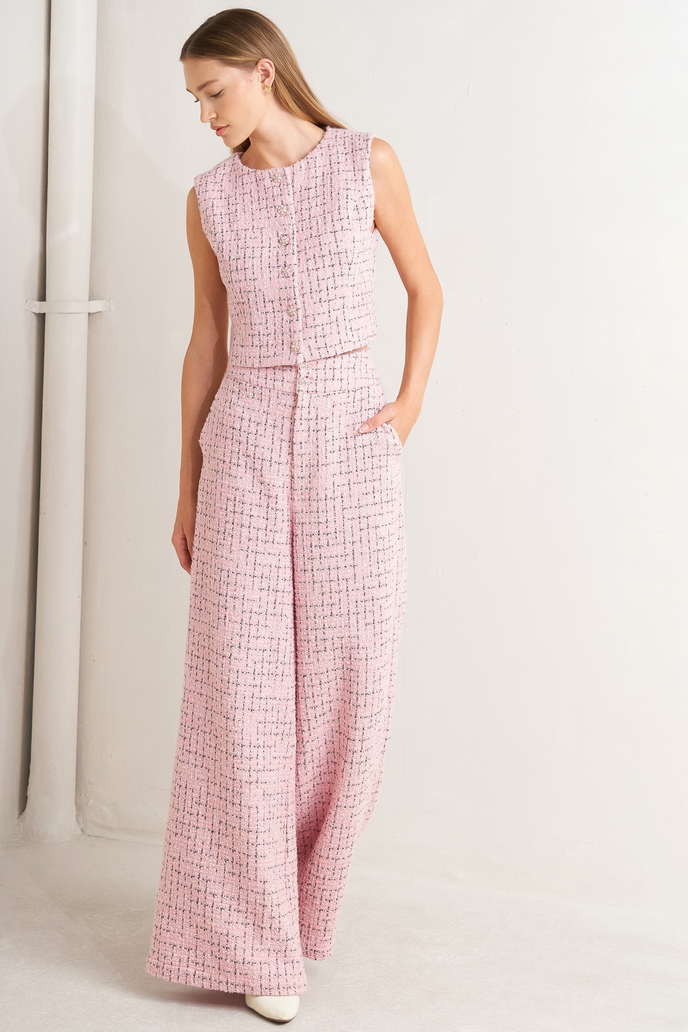 PANTALONES DE TWEED ROSÉ EDGE