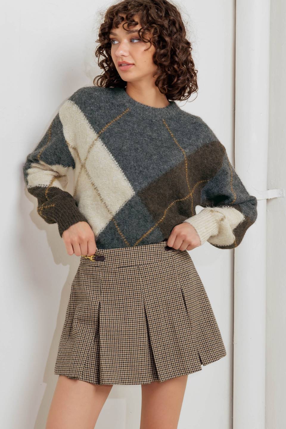 CHECK ATTITUDE WOVEN WOOLEN SKORT (Copy)