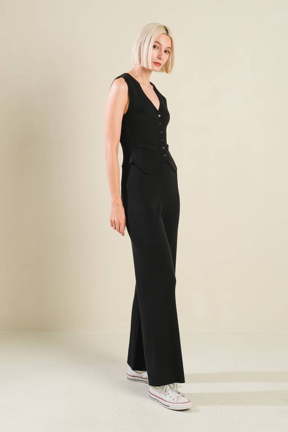 REGAL RISE BLACK KNIT PANTS - MaraFormigone