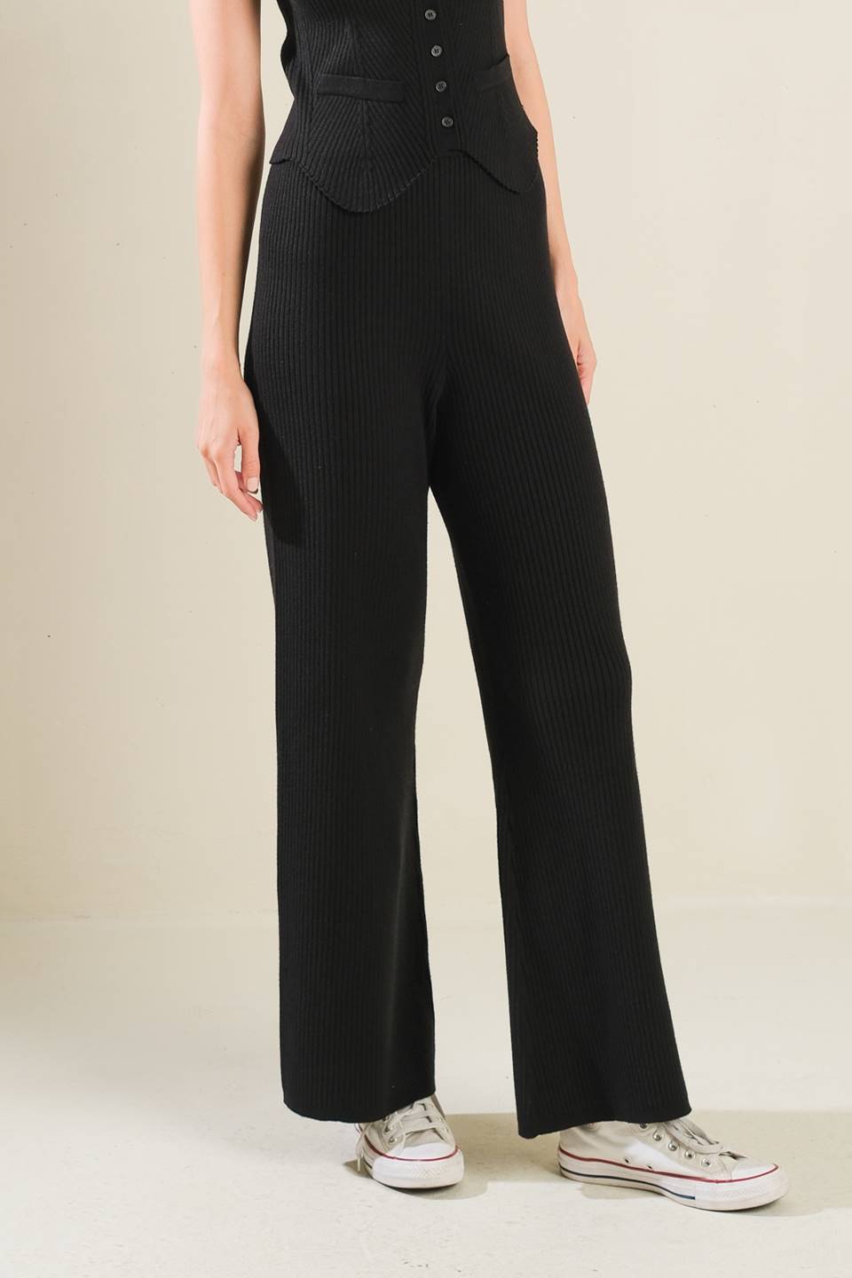 REGAL RISE BLACK KNIT PANTS - MaraFormigone