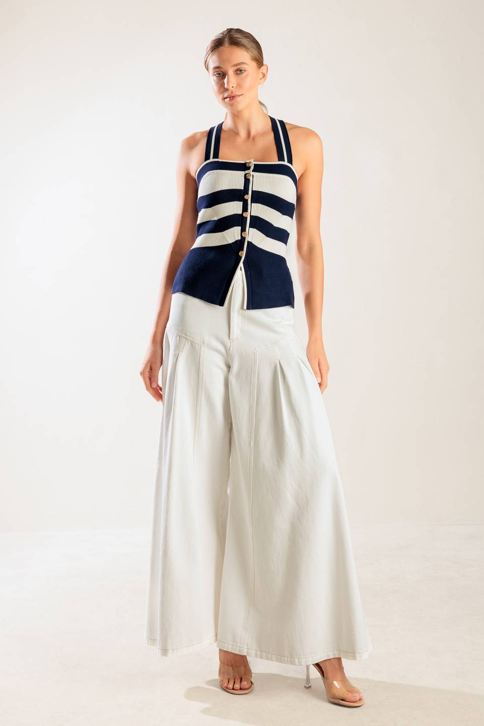 TOP DE PUNTO AZUL MARINO BRILLANTE