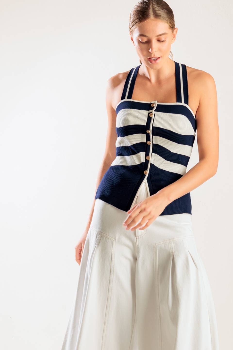 TOP DE PUNTO AZUL MARINO BRILLANTE