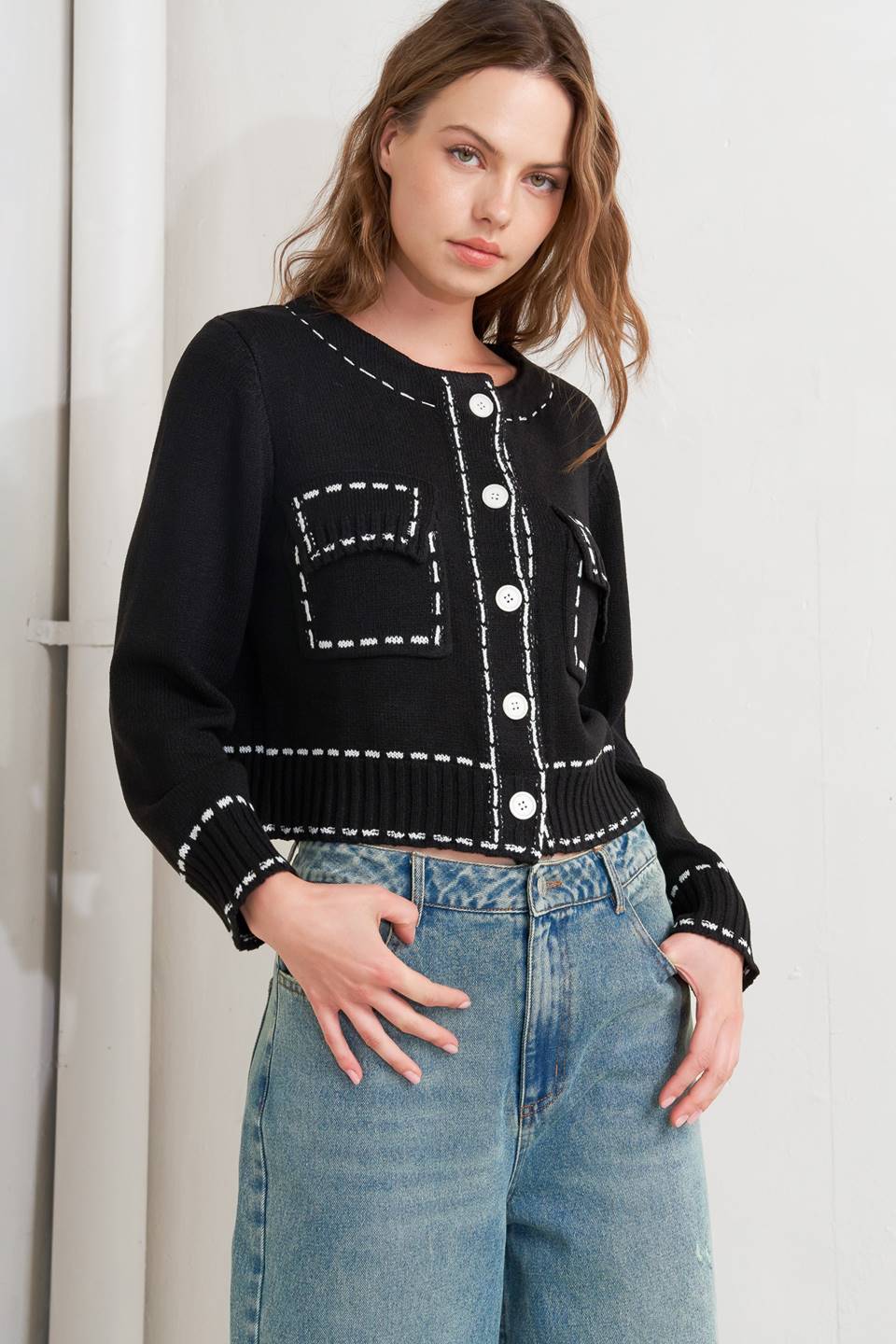 Suéter de punto con marco único