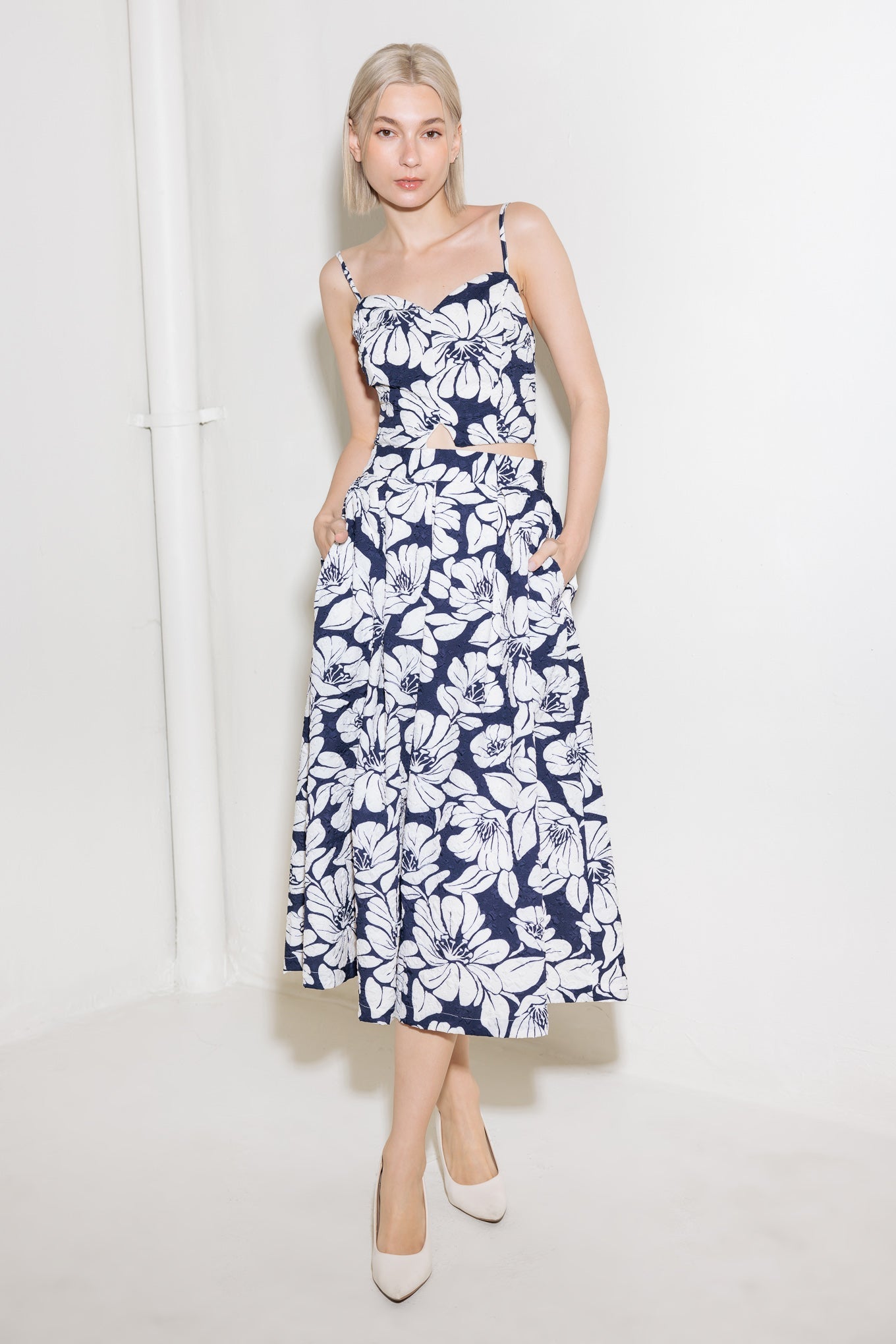 Top corto tejido Plain Optimism azul marino