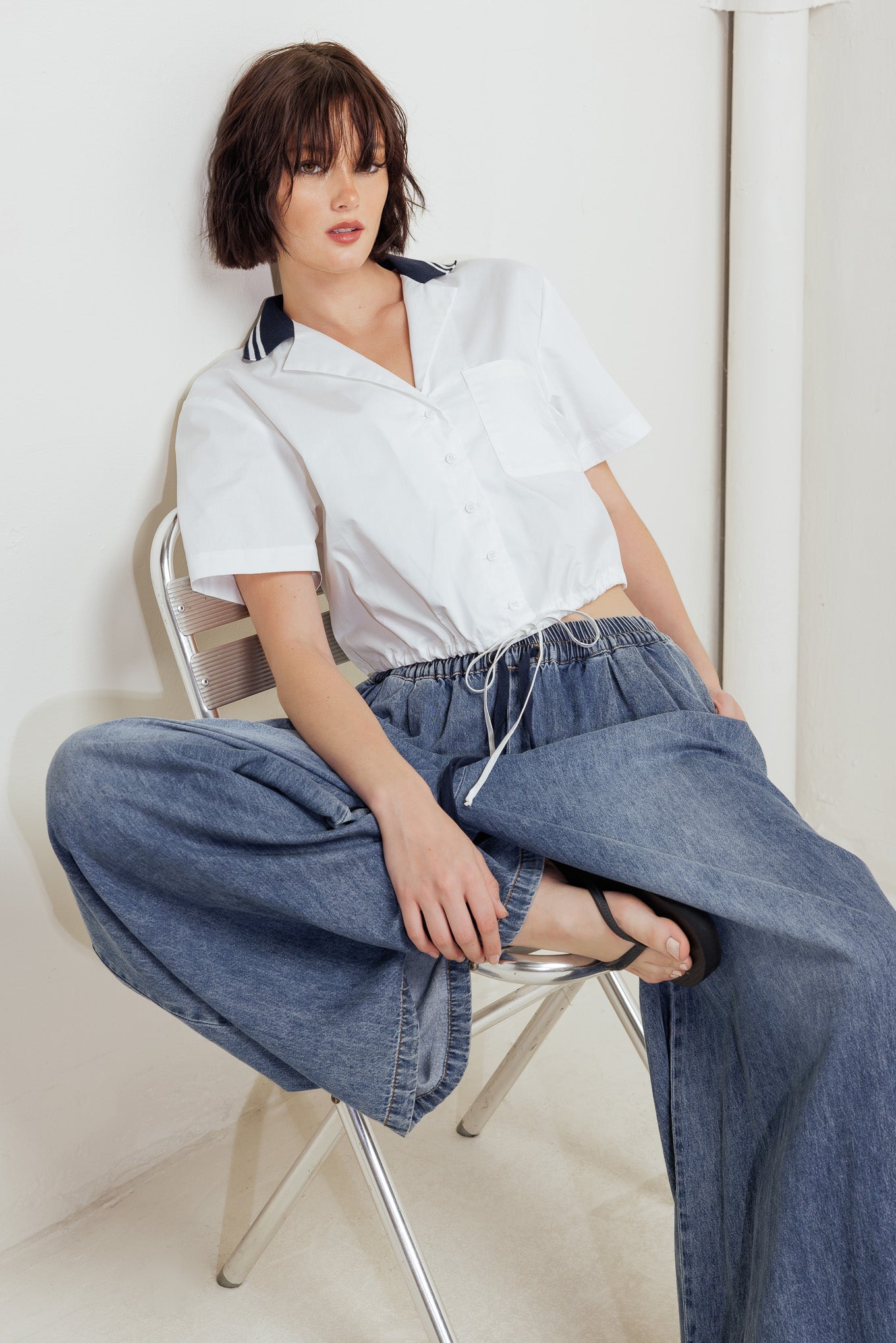 COASTAL COLLAR WOVEN CROP TOP