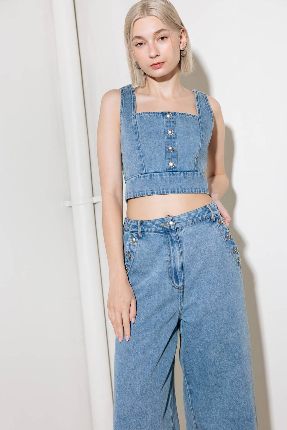 EVER SO SWEET LIGHT INDIGO DENIM TOP - MaraFormigone