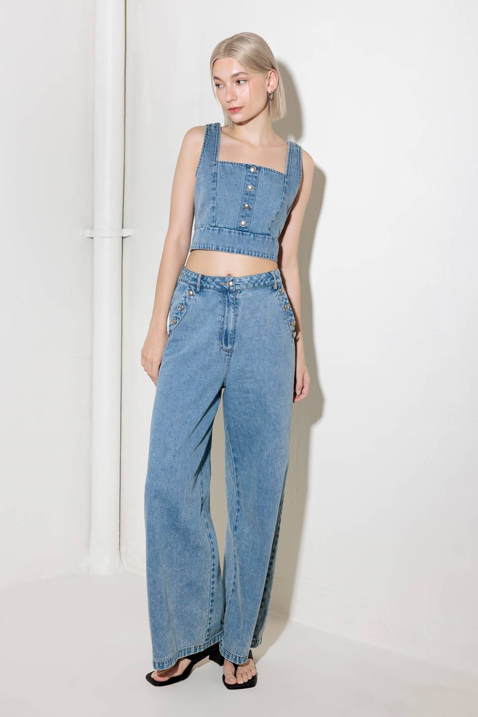 EVER SO SWEET LIGHT INDIGO DENIM TOP - MaraFormigone