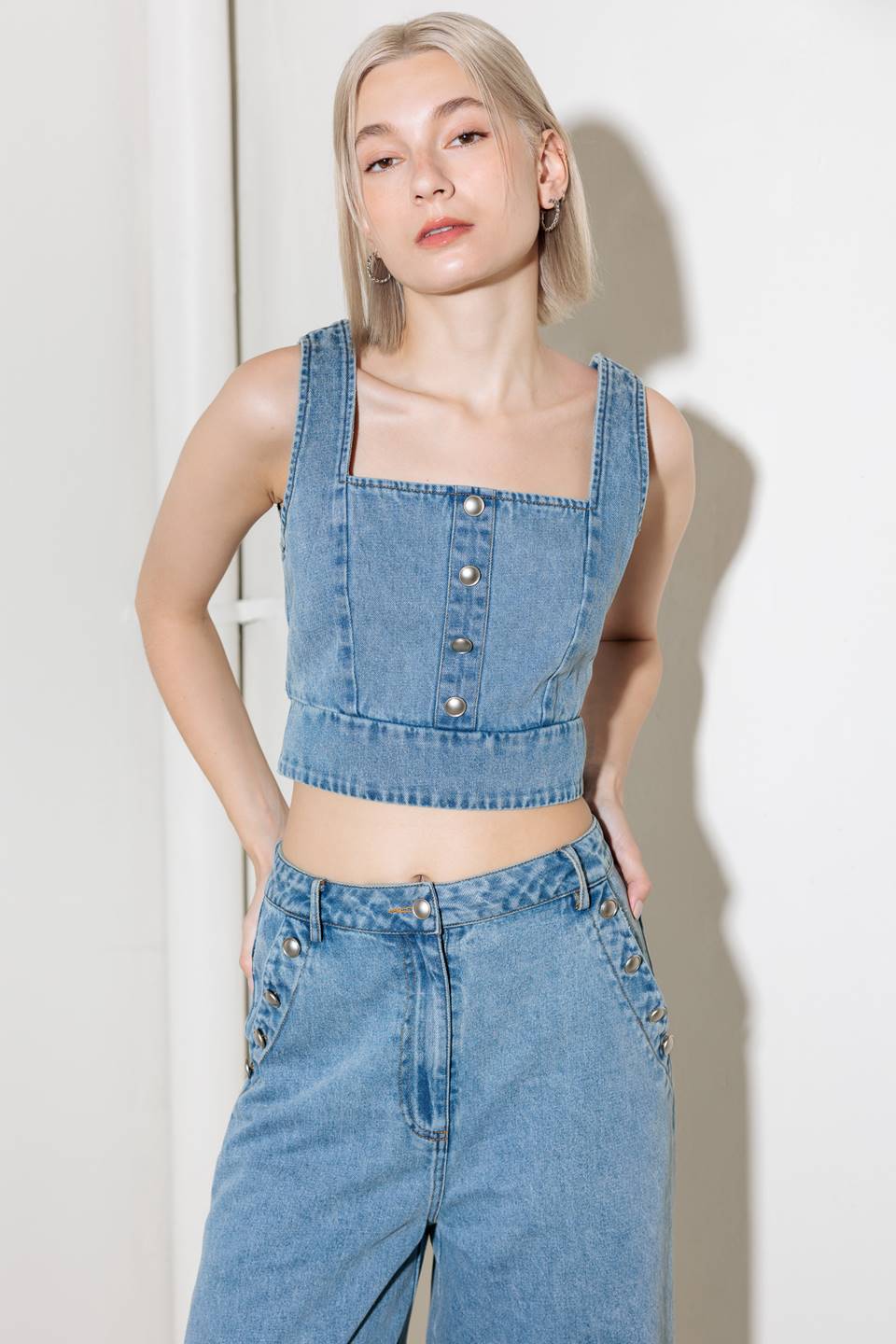 EVER SO SWEET LIGHT INDIGO DENIM TOP - MaraFormigone