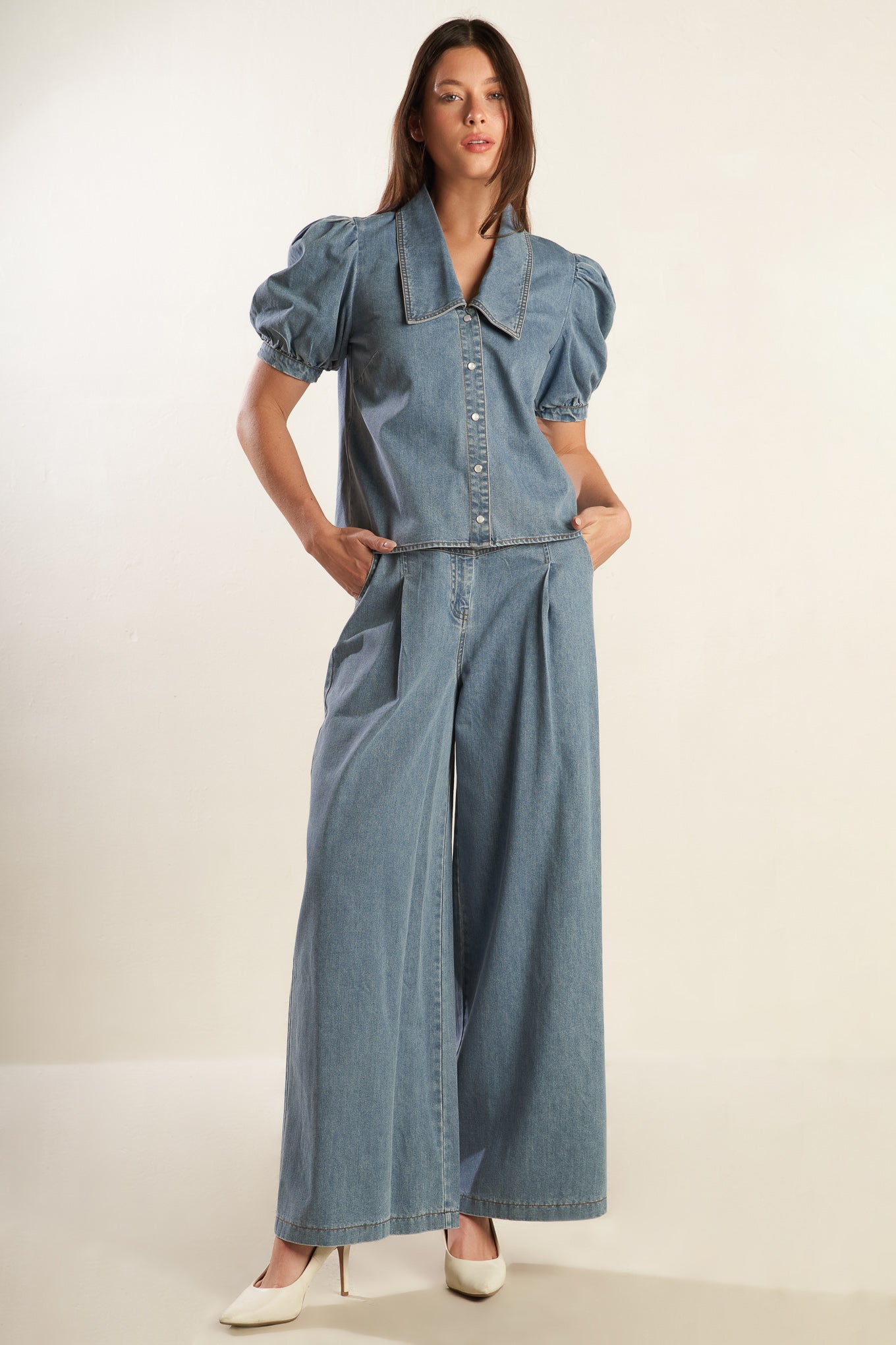 ETERNAL SUNSHINE CHAMBRAY DENIM TOP - MaraFormigone