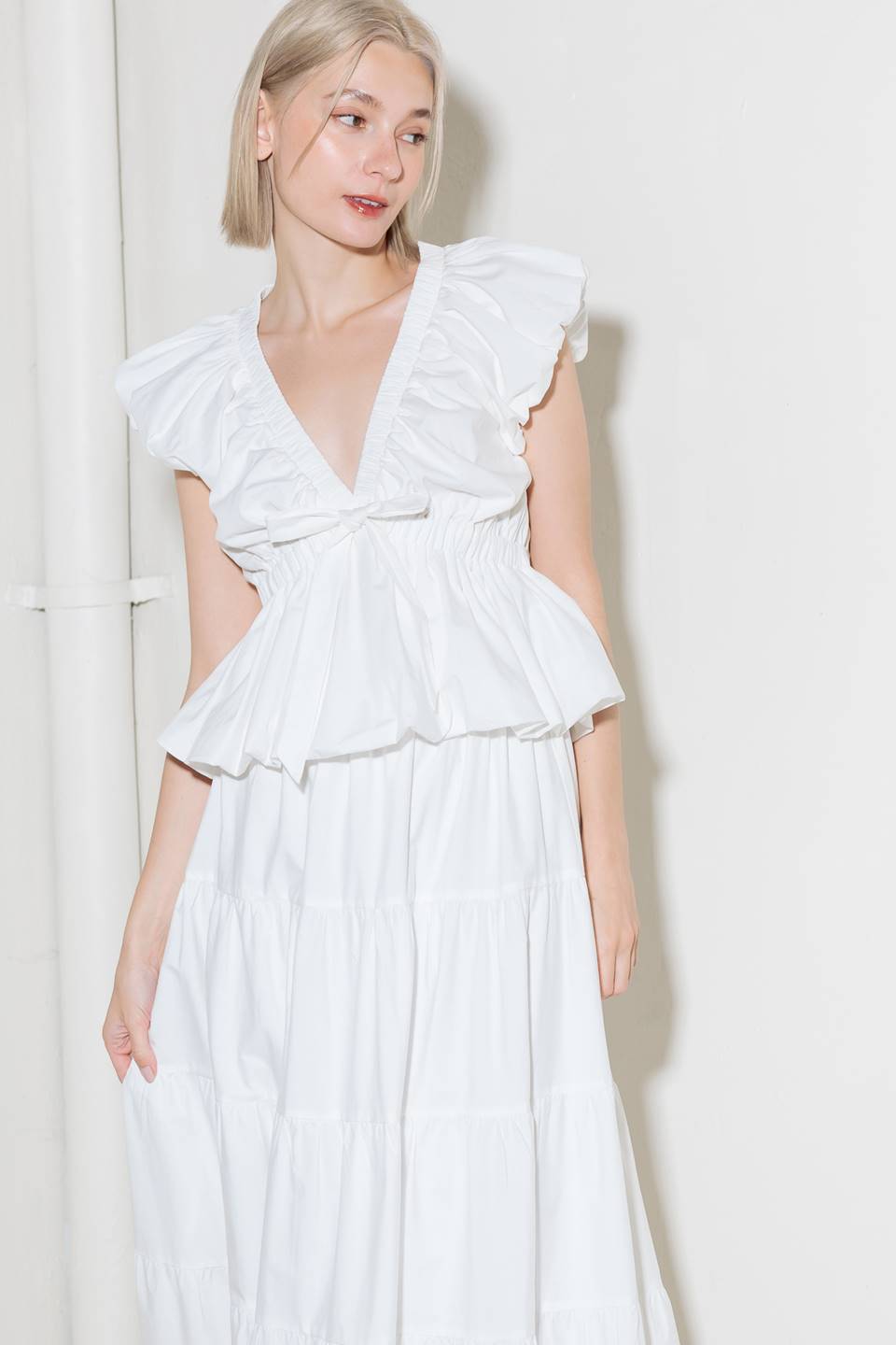 SLOW DOWN IN WHITE WOVEN TOP - MaraFormigone