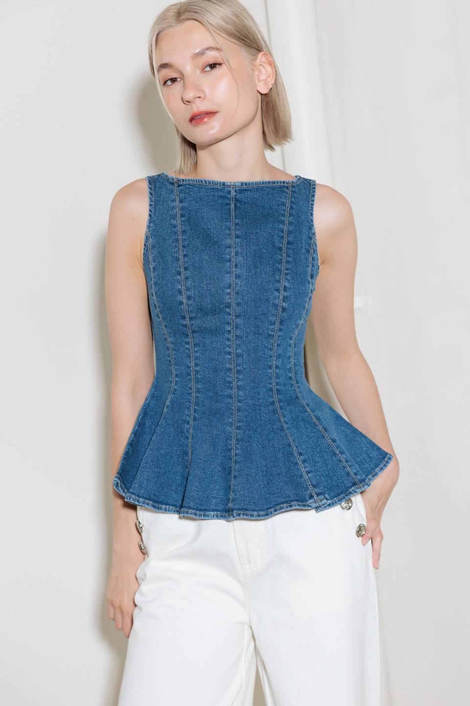 ENDURING SPARK BLUE DENIM TOP - MaraFormigone