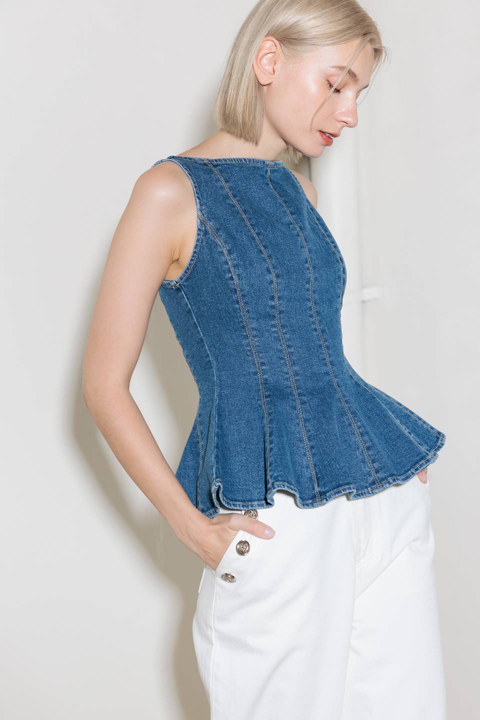ENDURING SPARK BLUE DENIM TOP - MaraFormigone