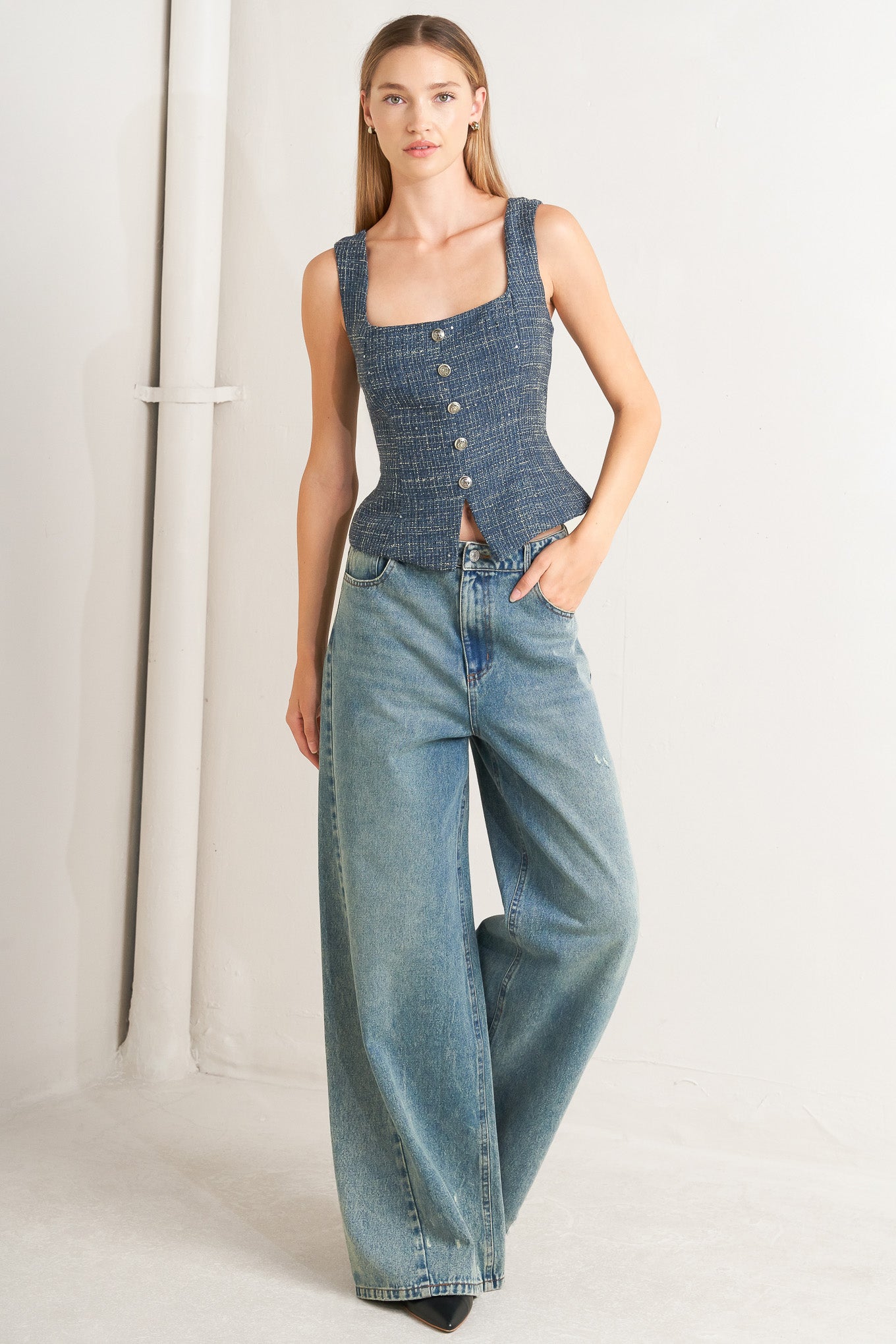 TOP DE TWEED STUDIO FEMME LOOK