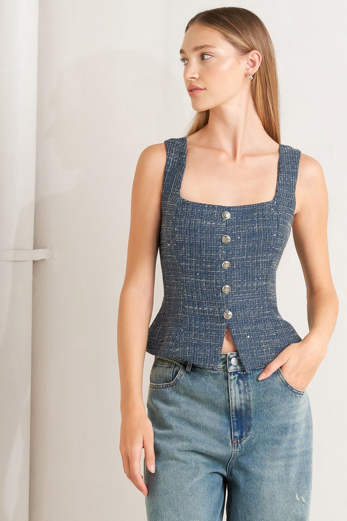 TOP DE TWEED STUDIO FEMME LOOK