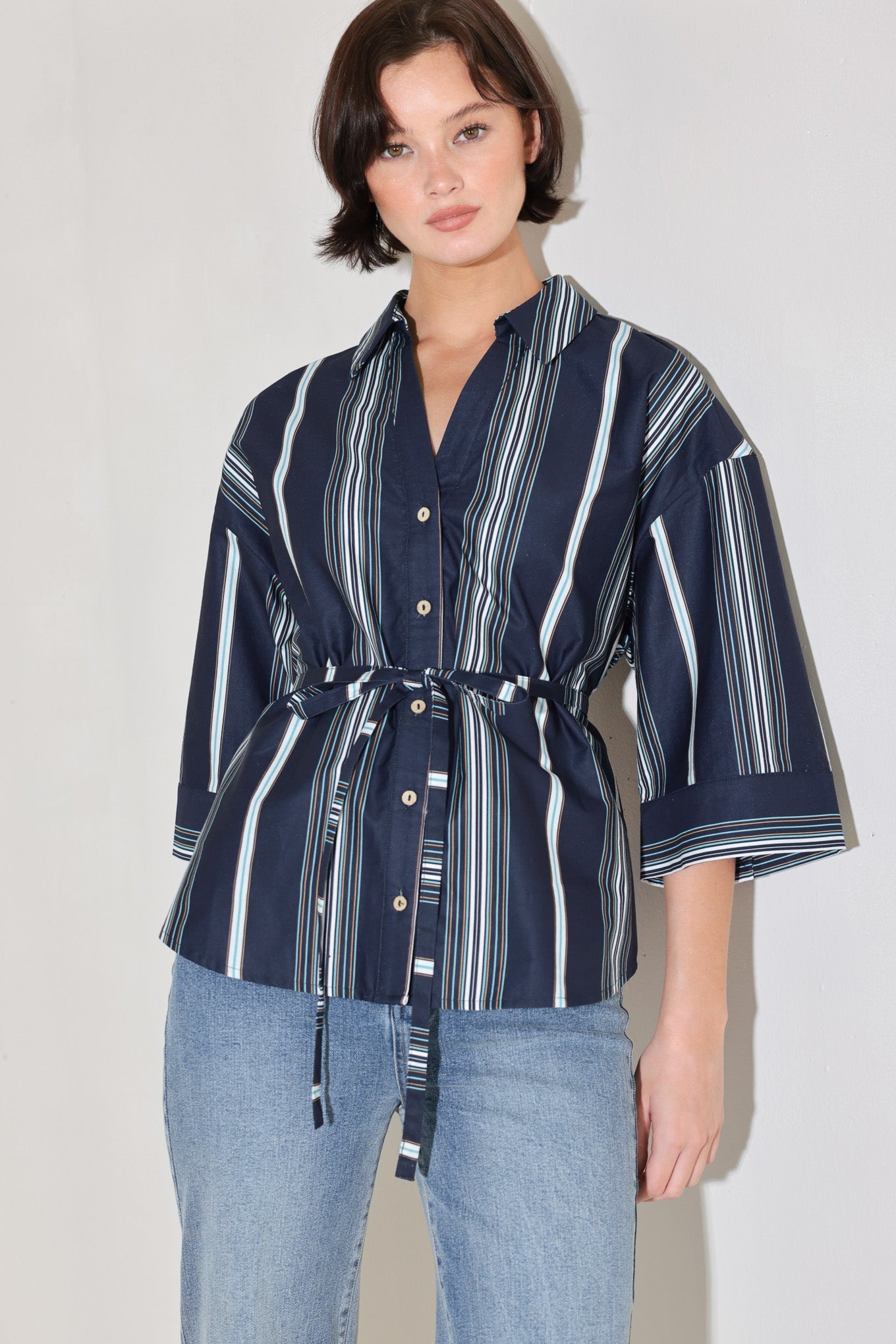 CITY STRIPE WOVEN TOP