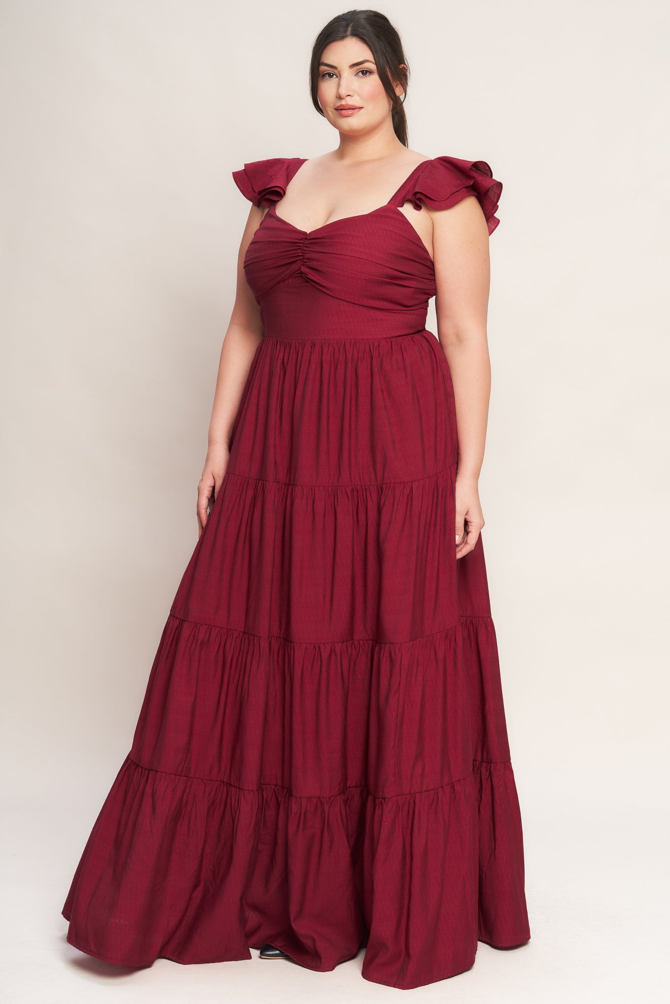 VESTIDO MAXI VERMELHO ESCURO DE VERÃO LEITE