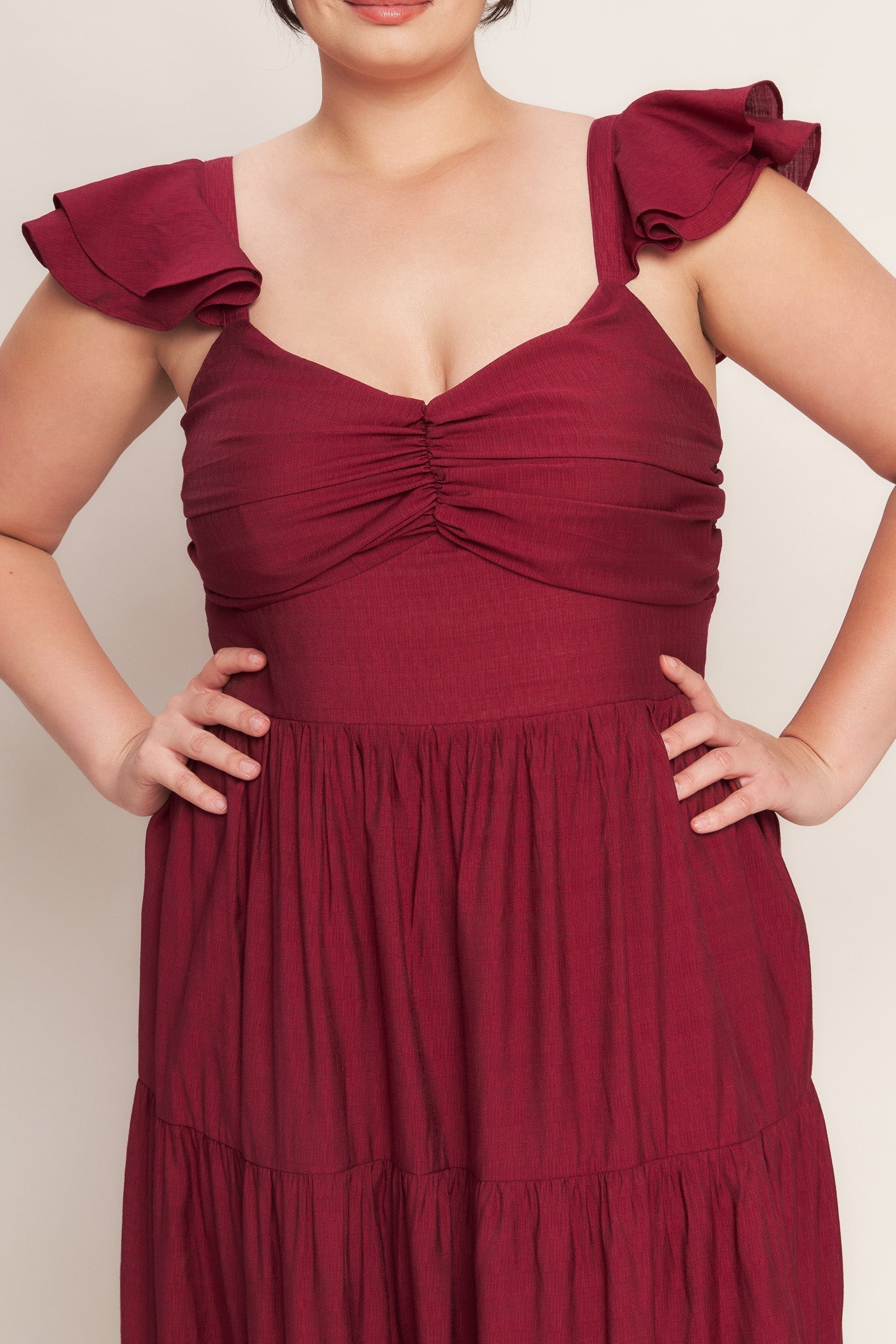 VESTIDO MAXI VERMELHO ESCURO DE VERÃO LEITE