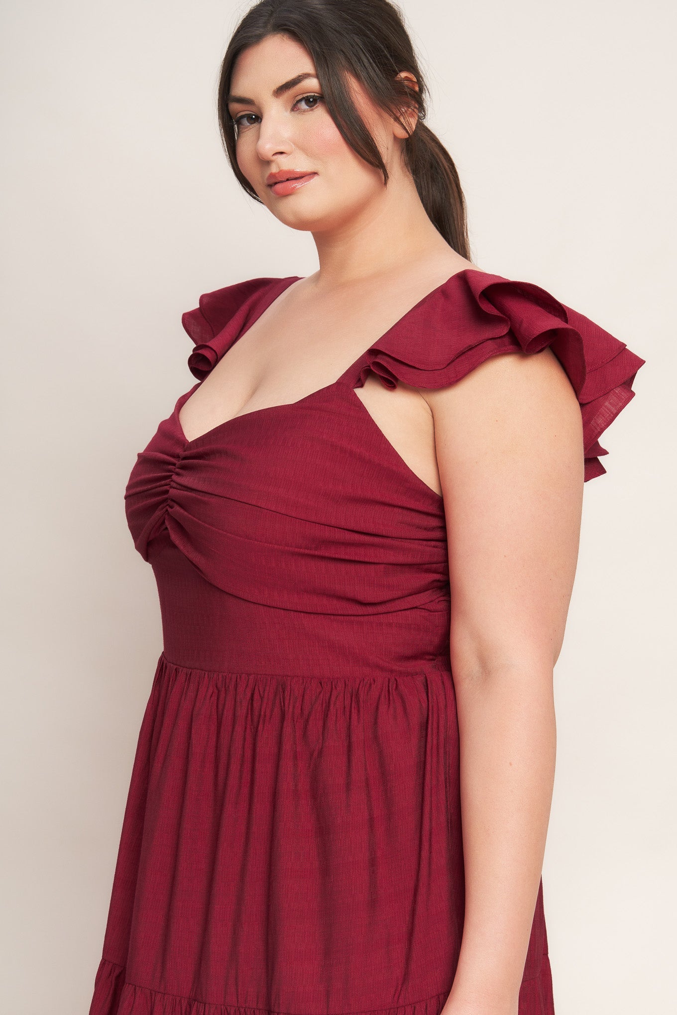 VESTIDO MAXI VERMELHO ESCURO DE VERÃO LEITE